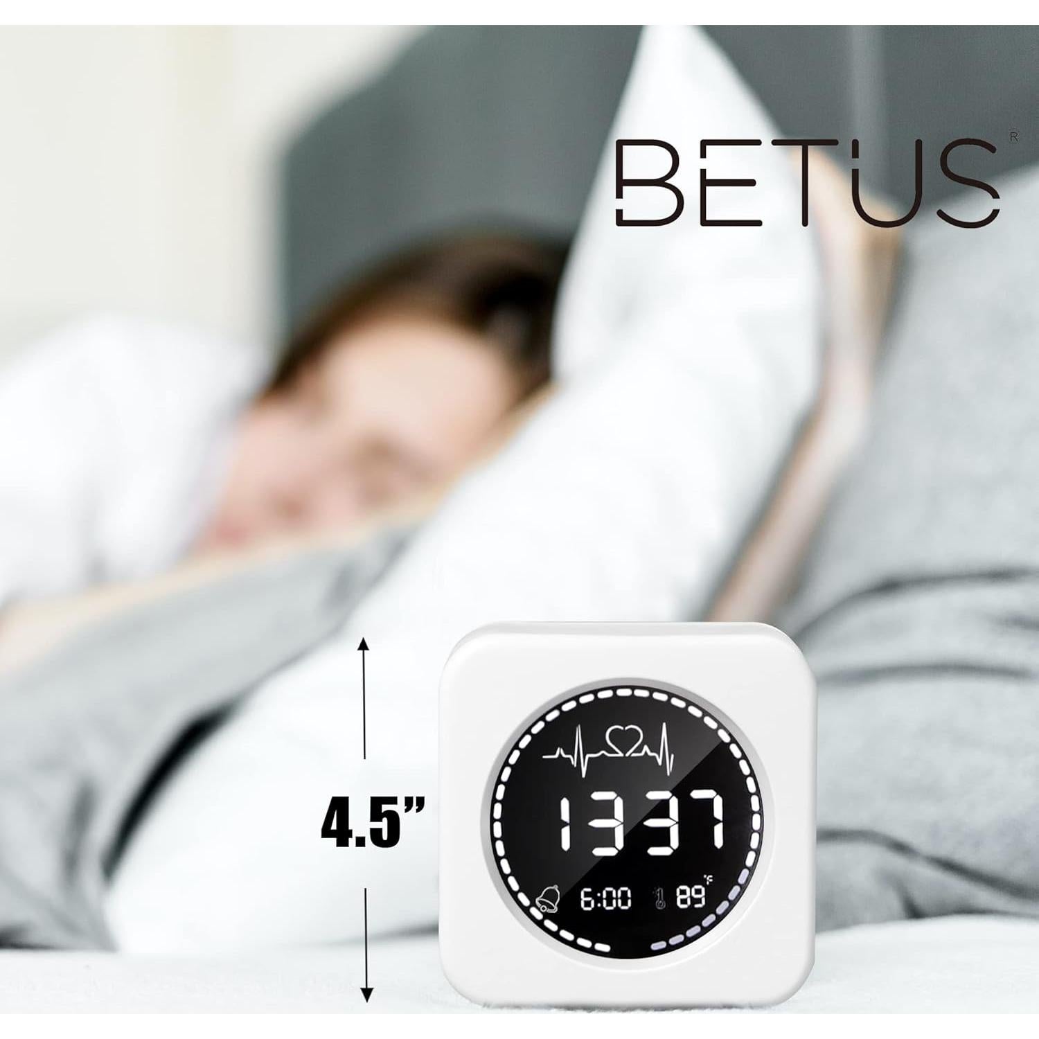 Reloj Despertador Digital Betus Blanco Claro - Compacto y Silencioso