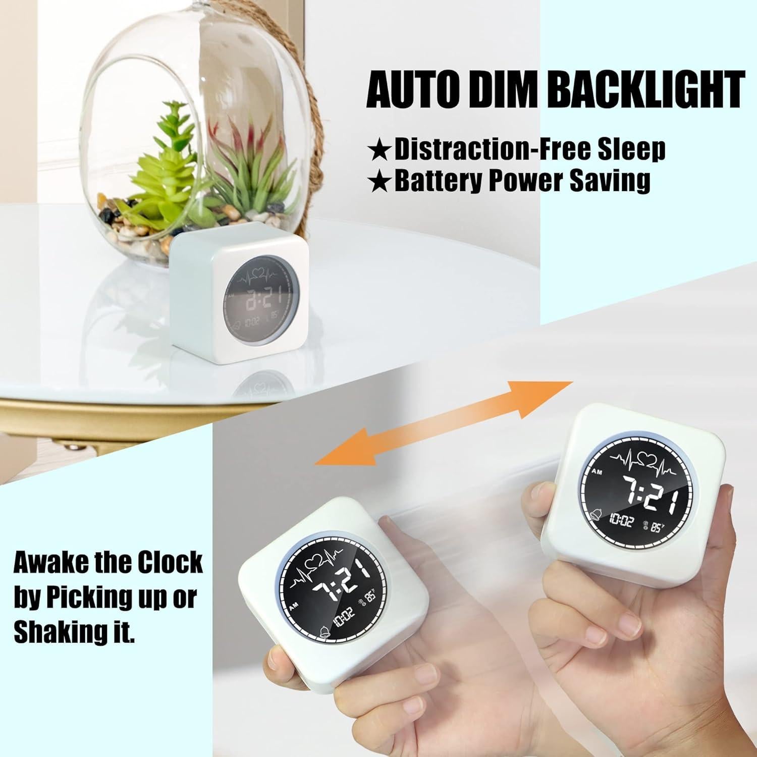 Reloj Despertador Digital Betus Blanco Claro - Compacto y Silencioso