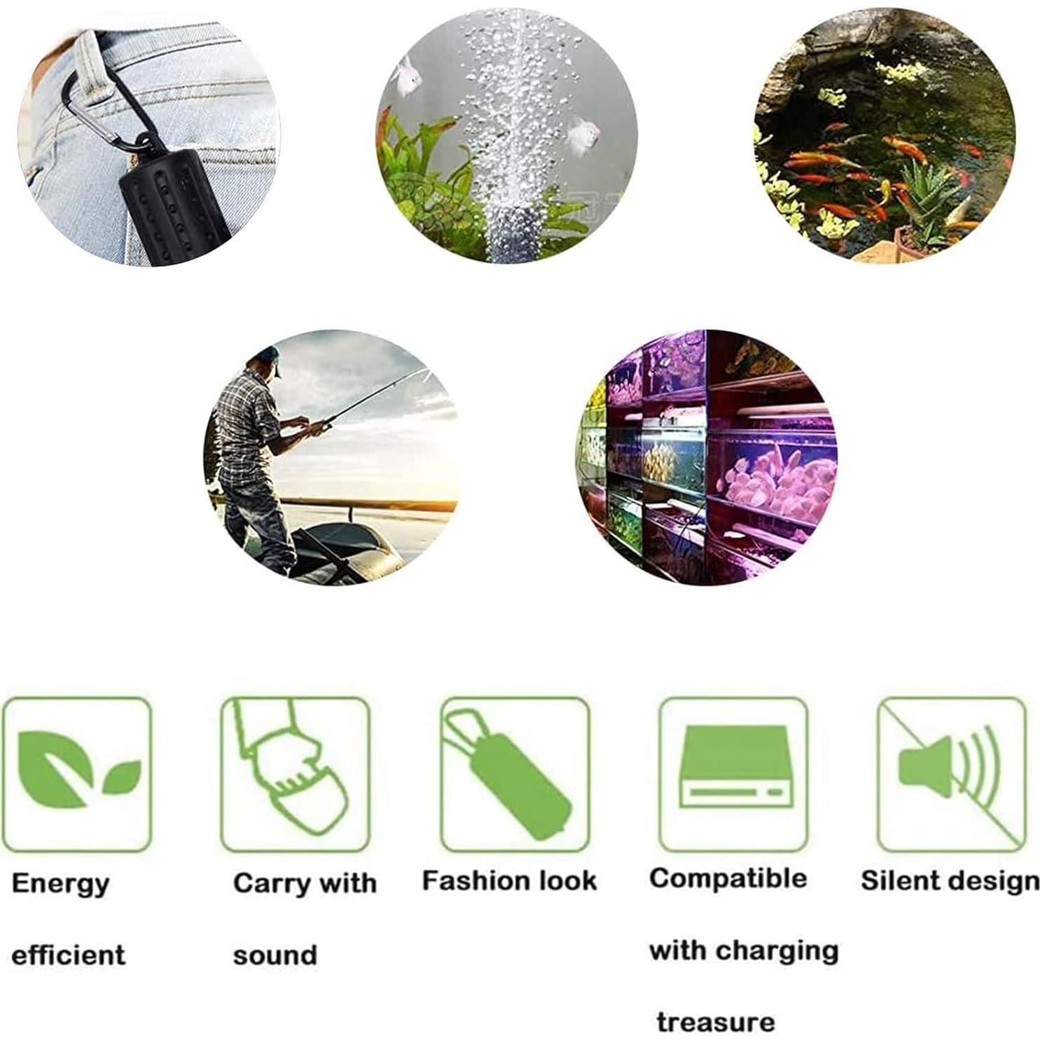 Bomba de Aire de Oxígeno USB para Acuario 49L - Negro