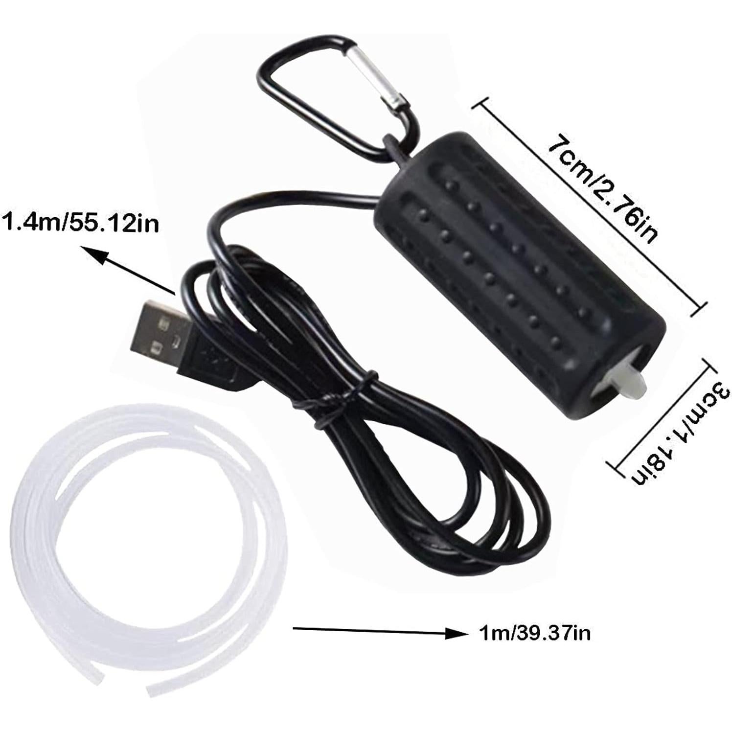 Bomba de Aire de Oxígeno USB para Acuario 49L - Negro