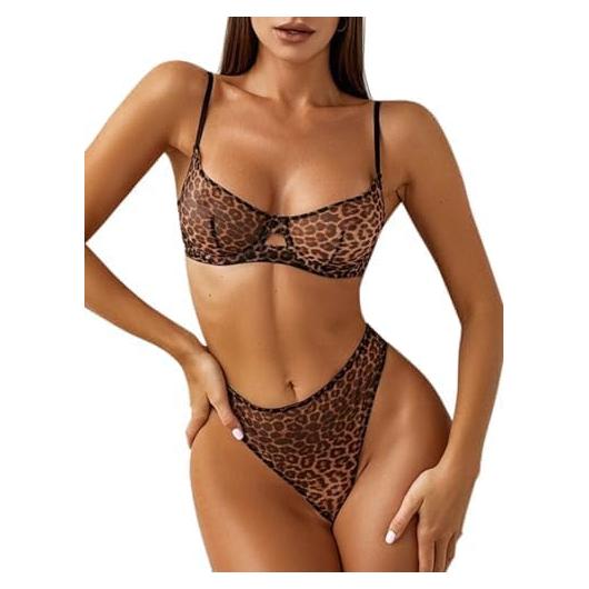 Conjunto Lencería Push Up Lilosy Leopardo Mediano