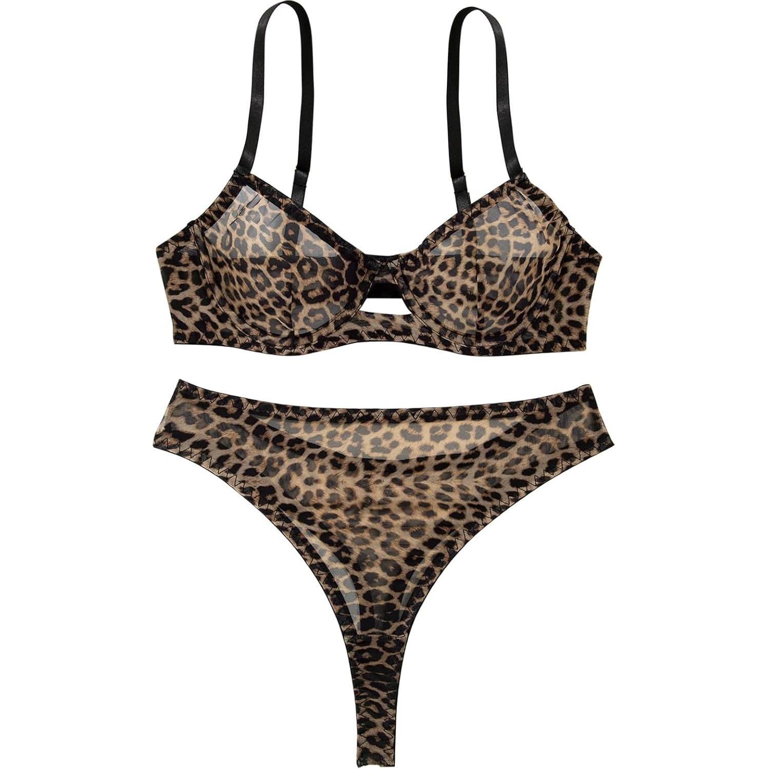 Conjunto Lencería Push Up Lilosy Leopardo Mediano