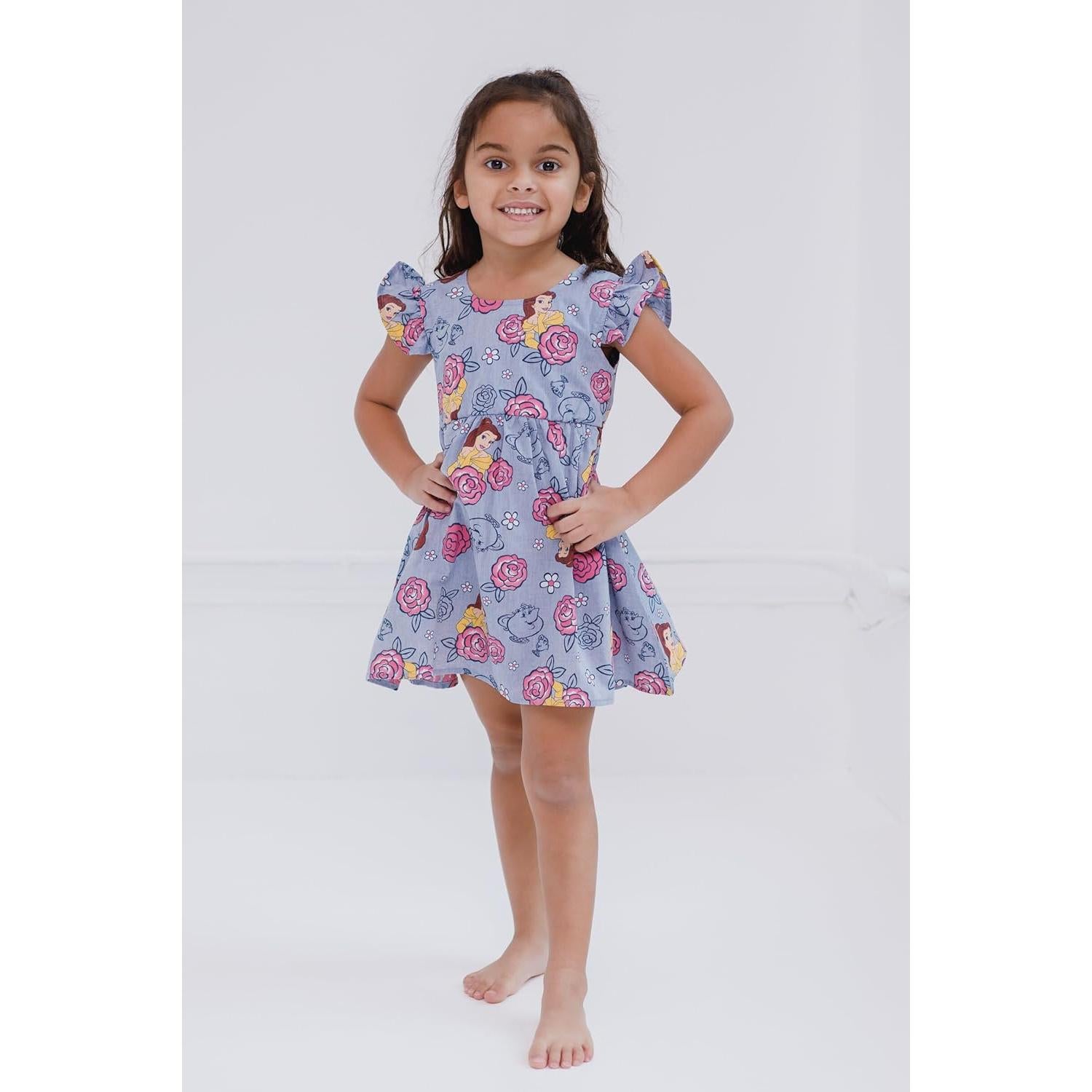 Vestido Skater Floral Disney Belle 2T para Niña