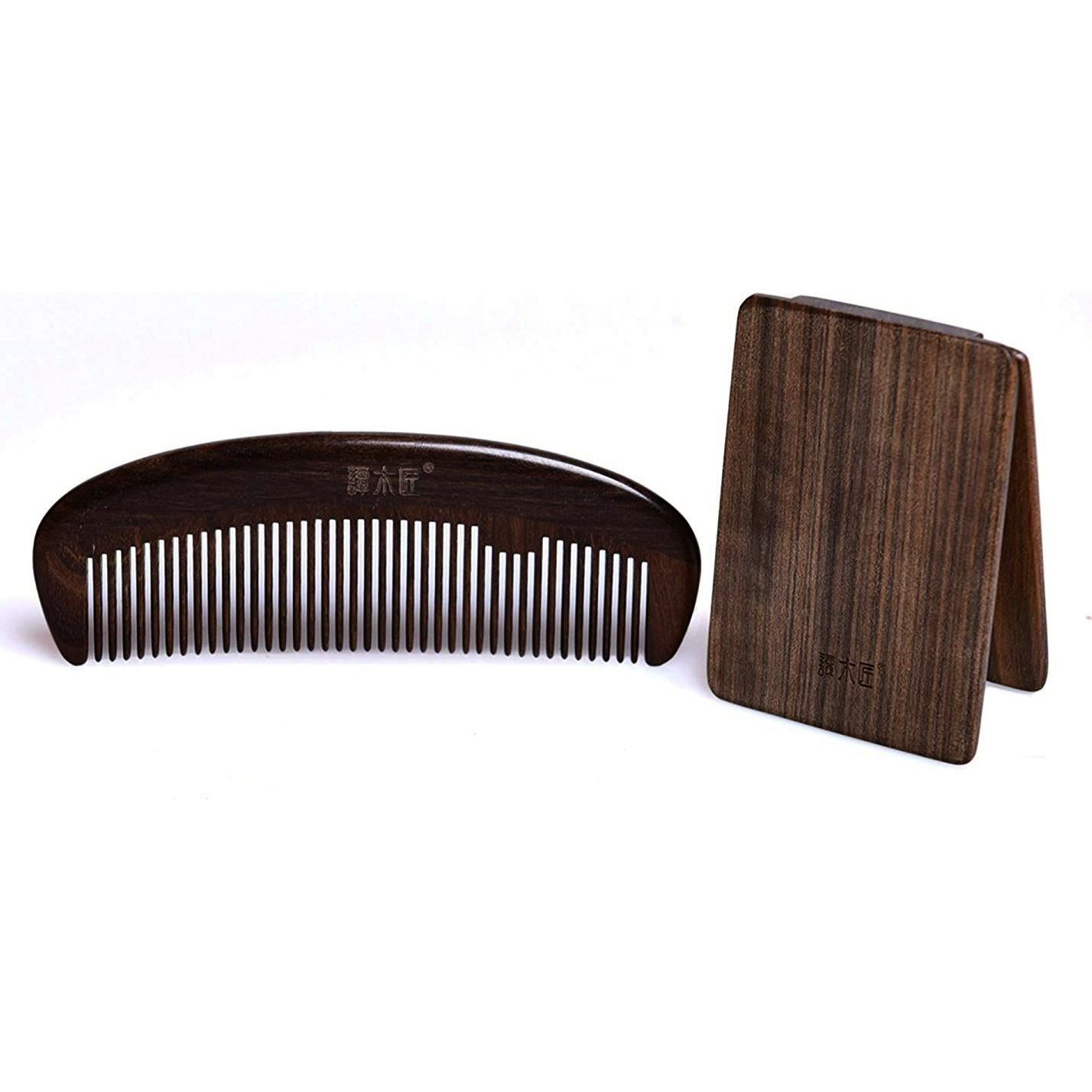 Peine de Madera Natural Antiestático Pavo Real1 25x20cm