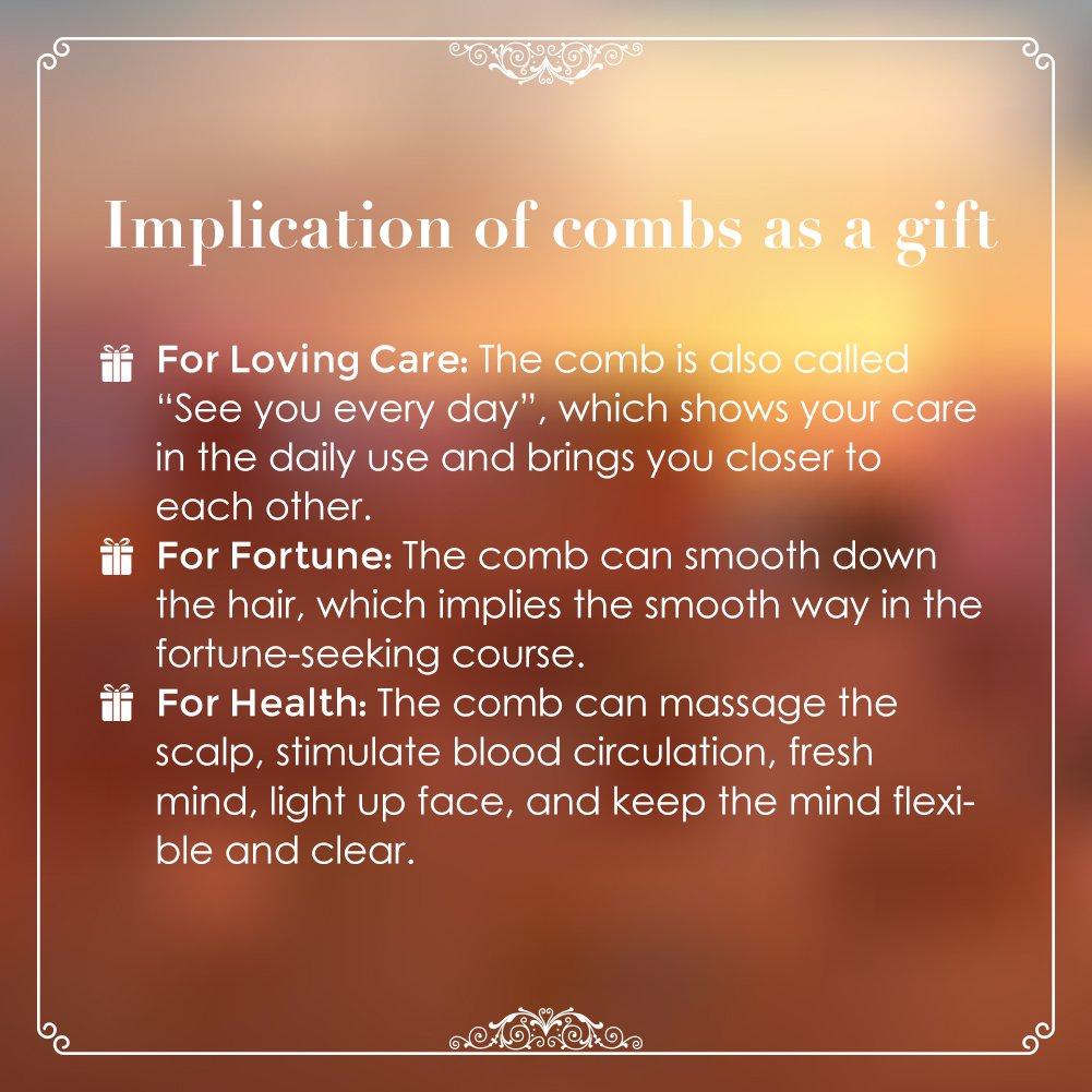 Peine de Madera Natural Antiestático Pavo Real1 25x20cm