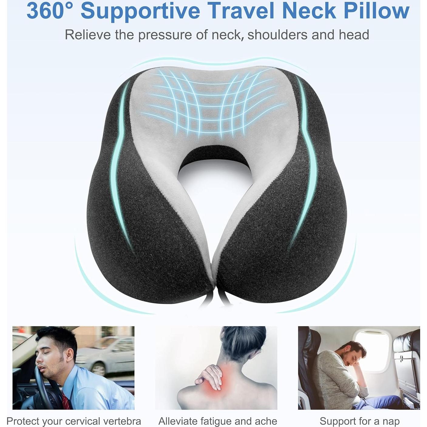 Almohada de Viaje Gentlepaw Cervical Espuma Viscoelástica Negra