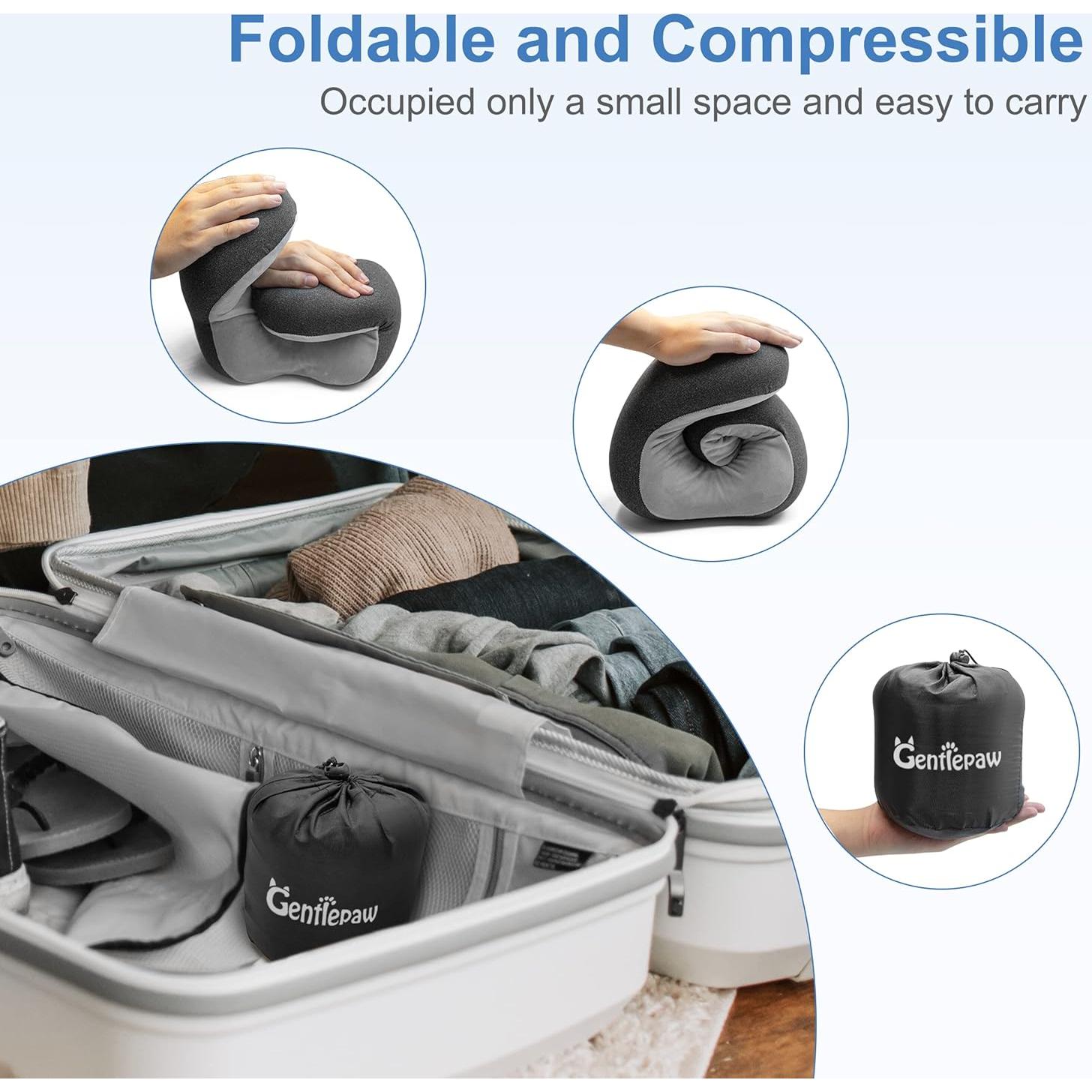 Almohada de Viaje Gentlepaw Cervical Espuma Viscoelástica Negra