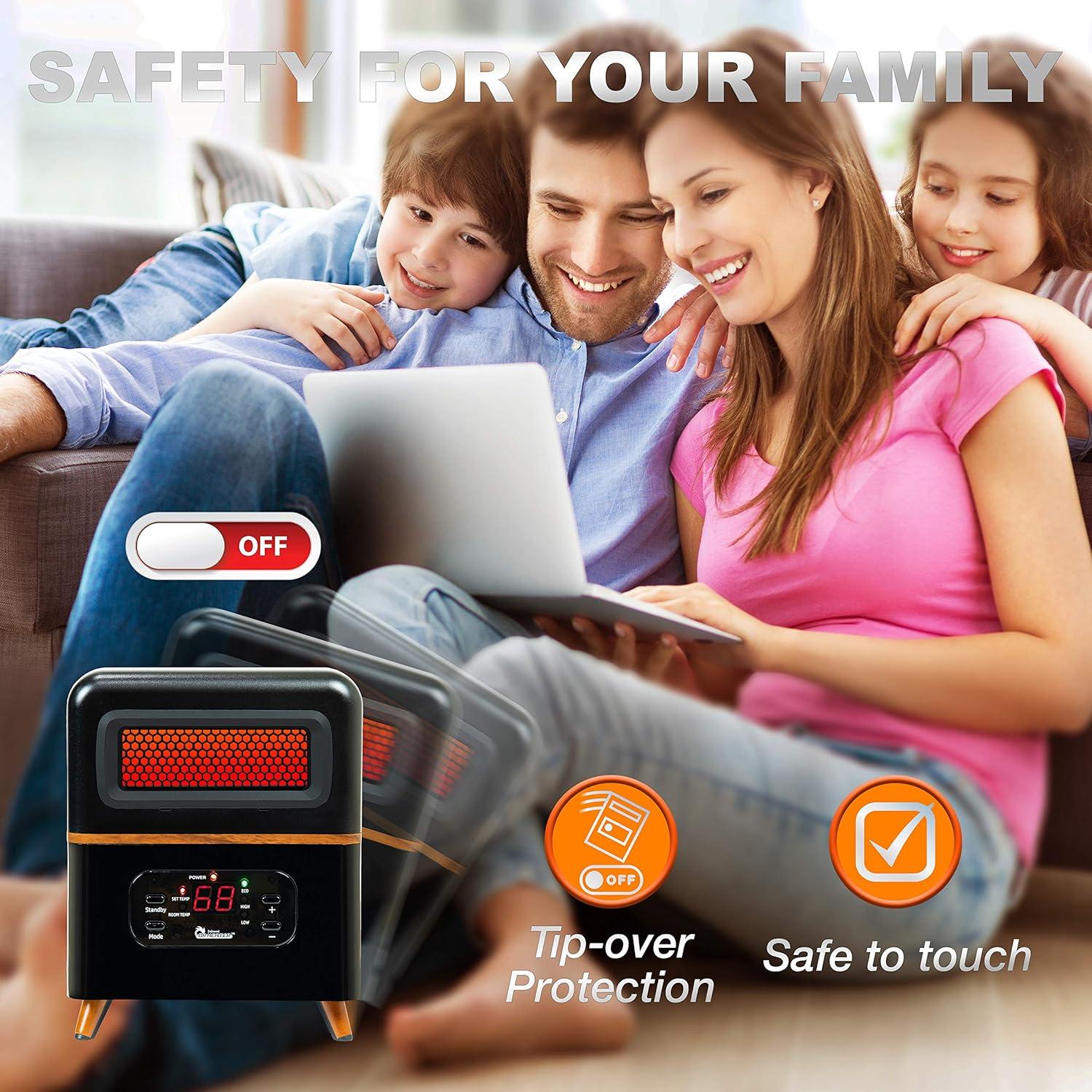 Calentador Eléctrico Portátil DR 978 Infrarrojo 1500W con Control Remoto