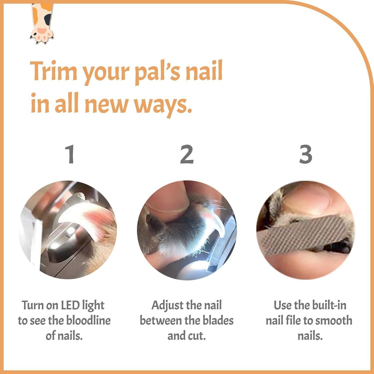 Cortauñas para Mascotas Pawsibility con Luz LED y Carga USB