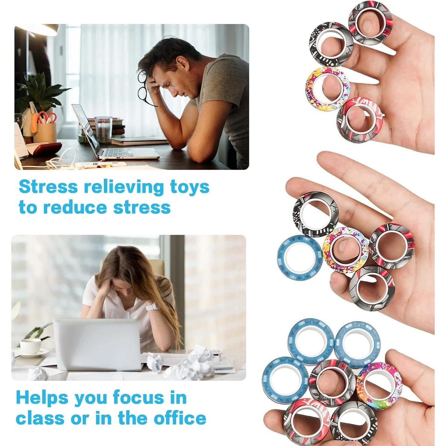 Juego de Anillos Magnéticos Antiestrés RURING 12 Piezas