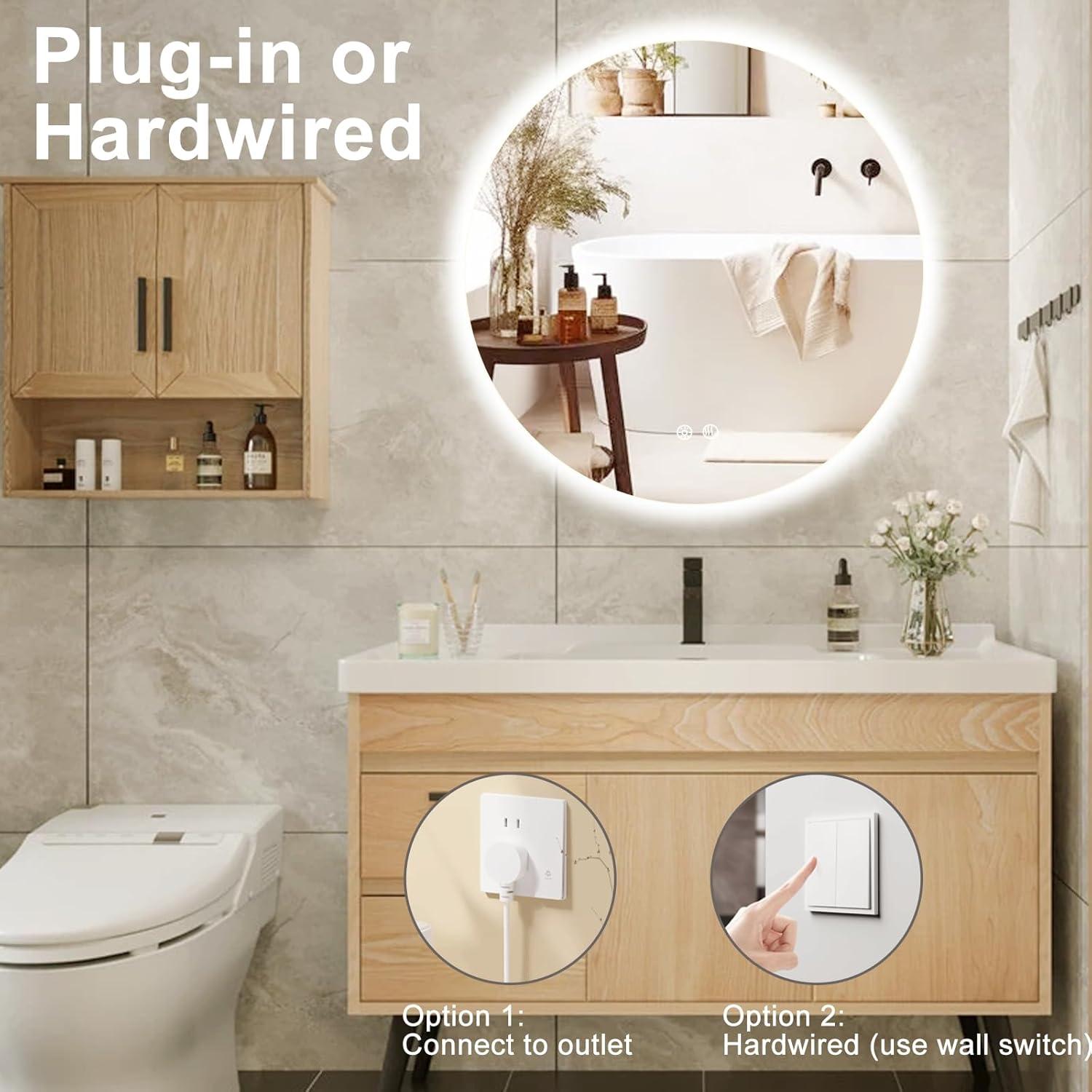 Espejo de Baño LED Redondo BuLife 61 cm Anti-vaho 3 Colores