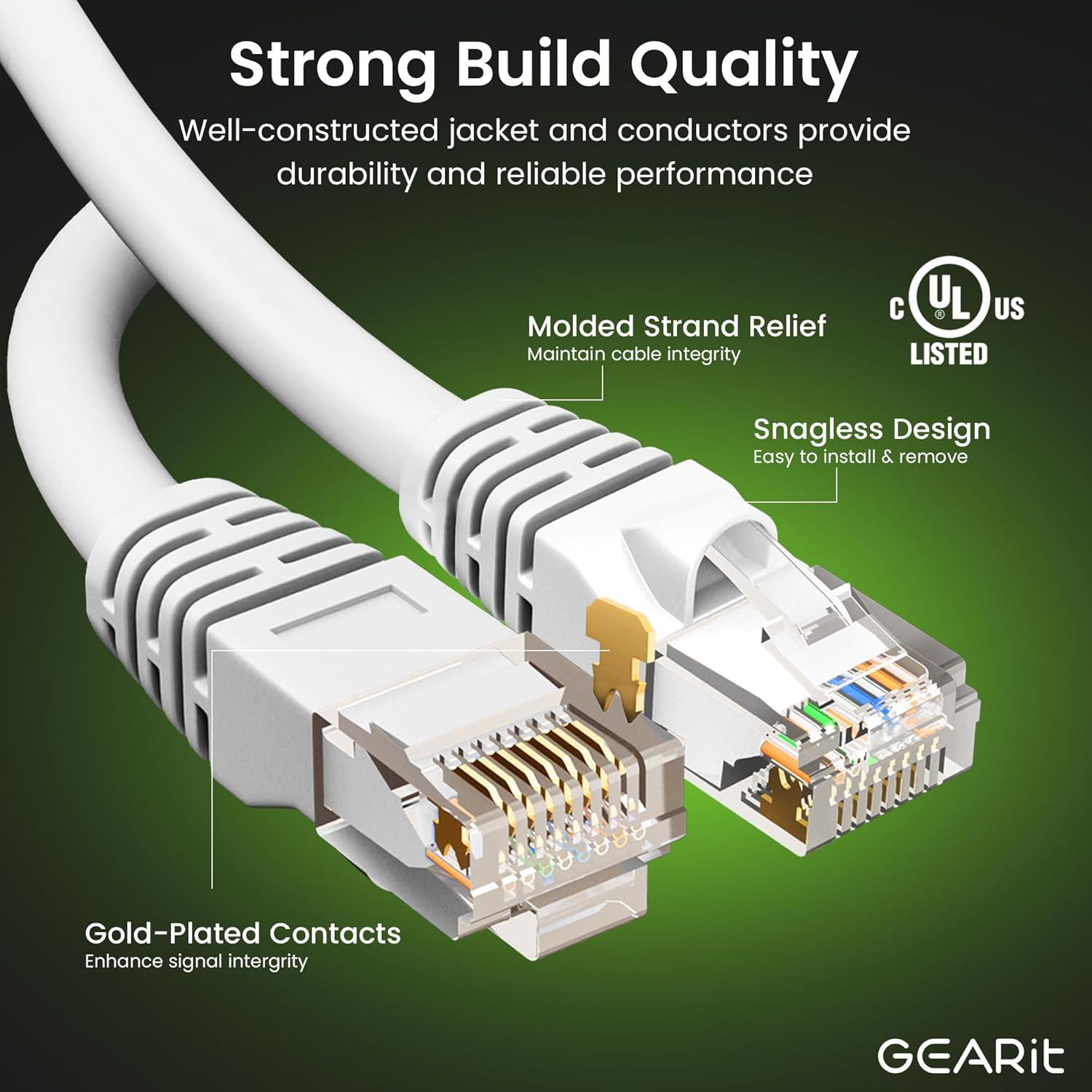 Cable Ethernet Cat 6 GEARit 30.48 cm Paquete de 24 Blanco 10Gbps