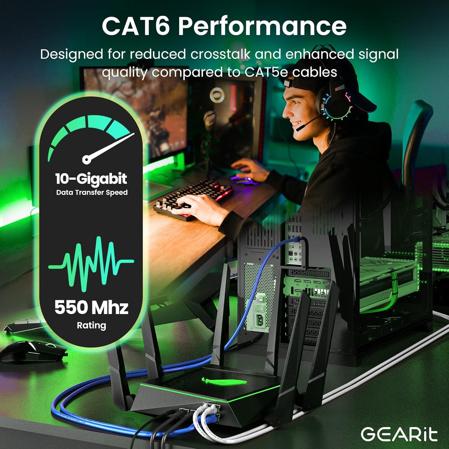 Cable Ethernet Cat 6 GEARit 30.48 cm Paquete de 24 Blanco 10Gbps