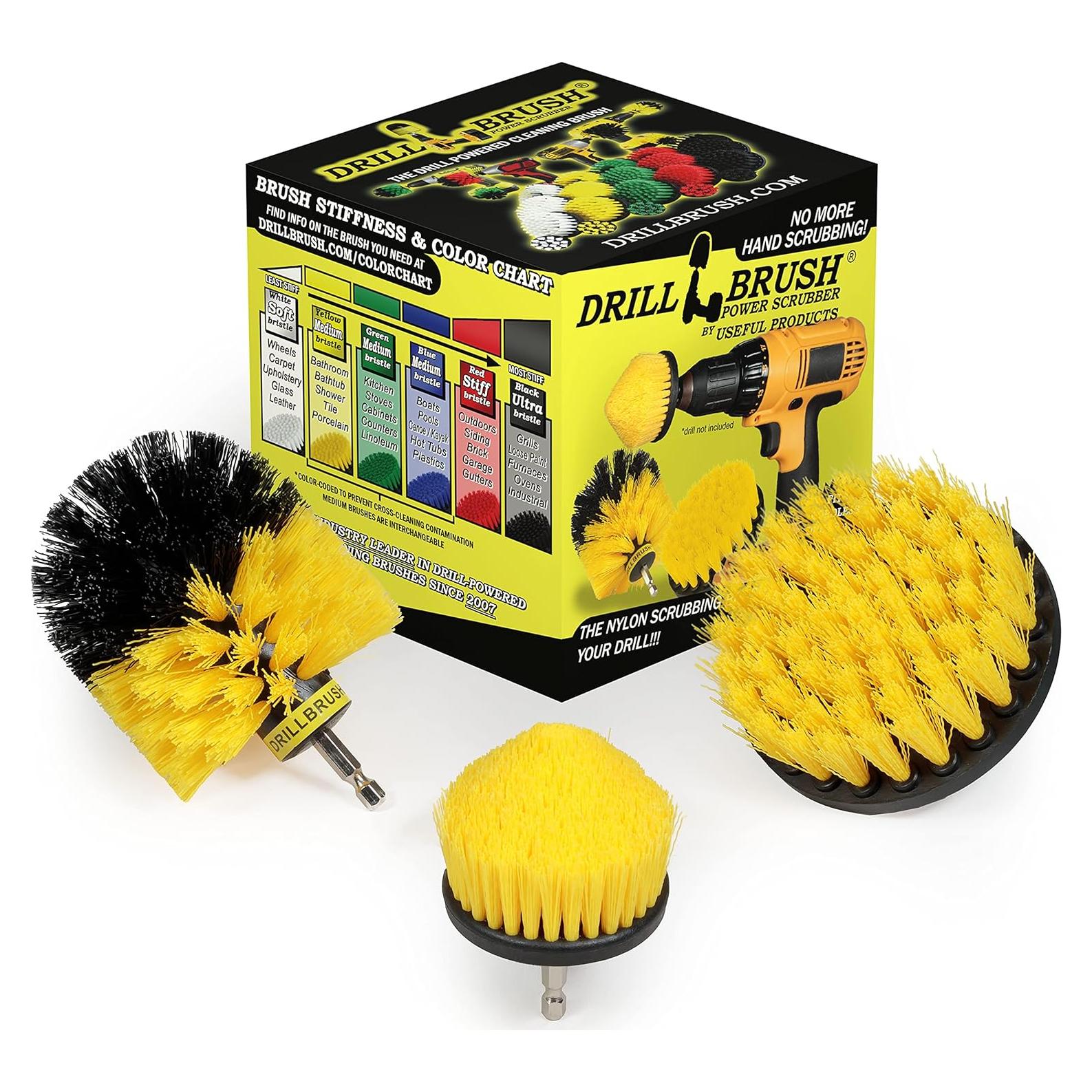 Kit de Cepillos de Limpieza para Baño Drillbrush - Amarillo
