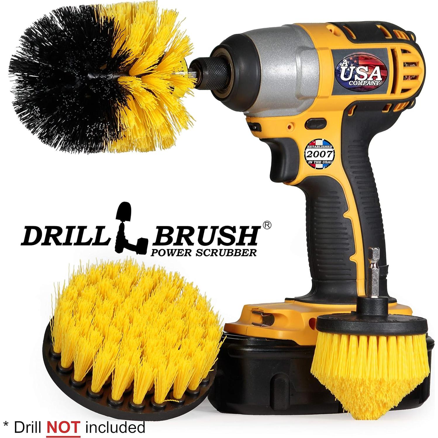 Kit de Cepillos de Limpieza para Baño Drillbrush - Amarillo