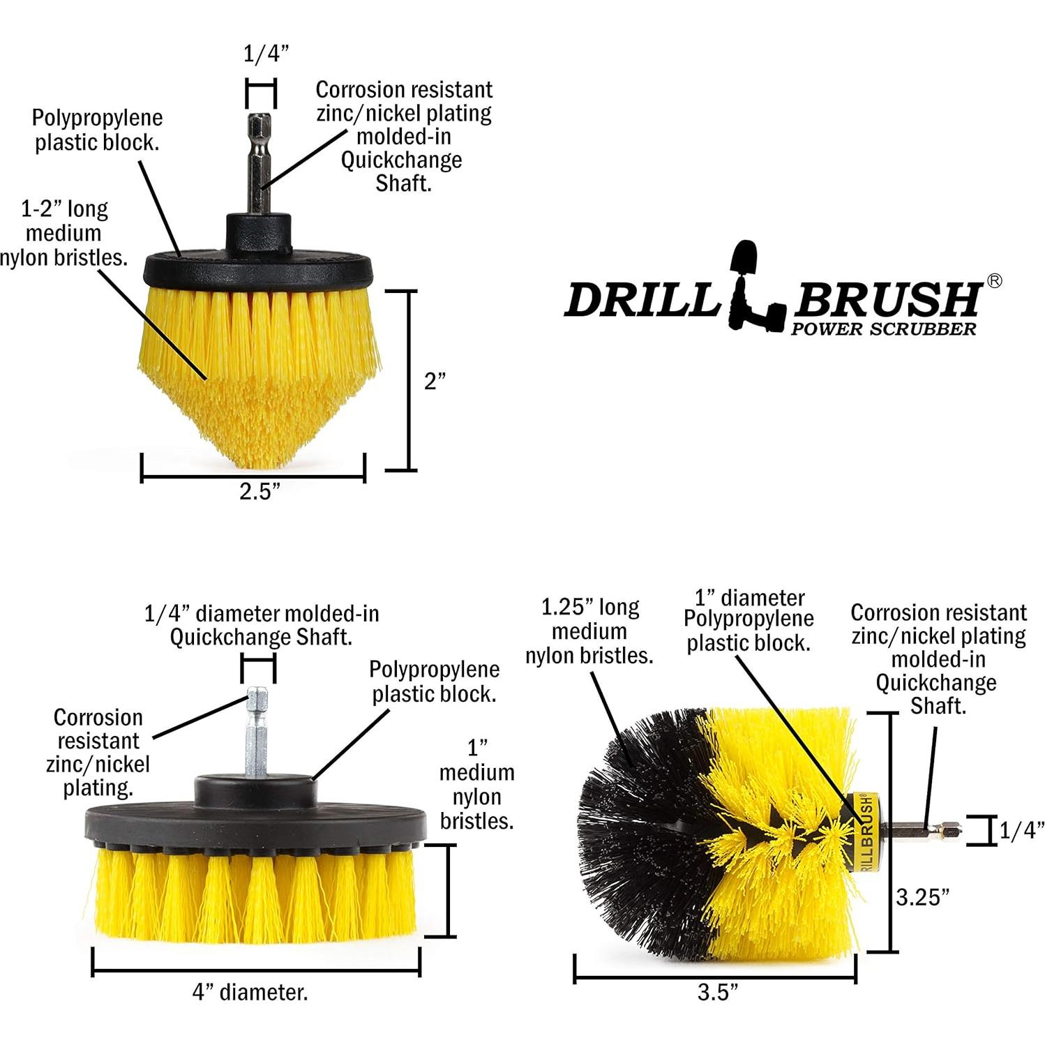 Kit de Cepillos de Limpieza para Baño Drillbrush - Amarillo