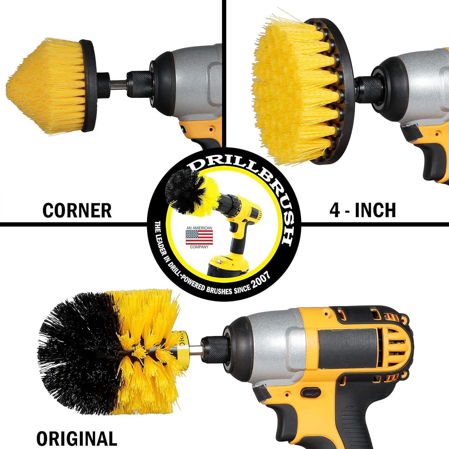 Kit de Cepillos de Limpieza para Baño Drillbrush - Amarillo