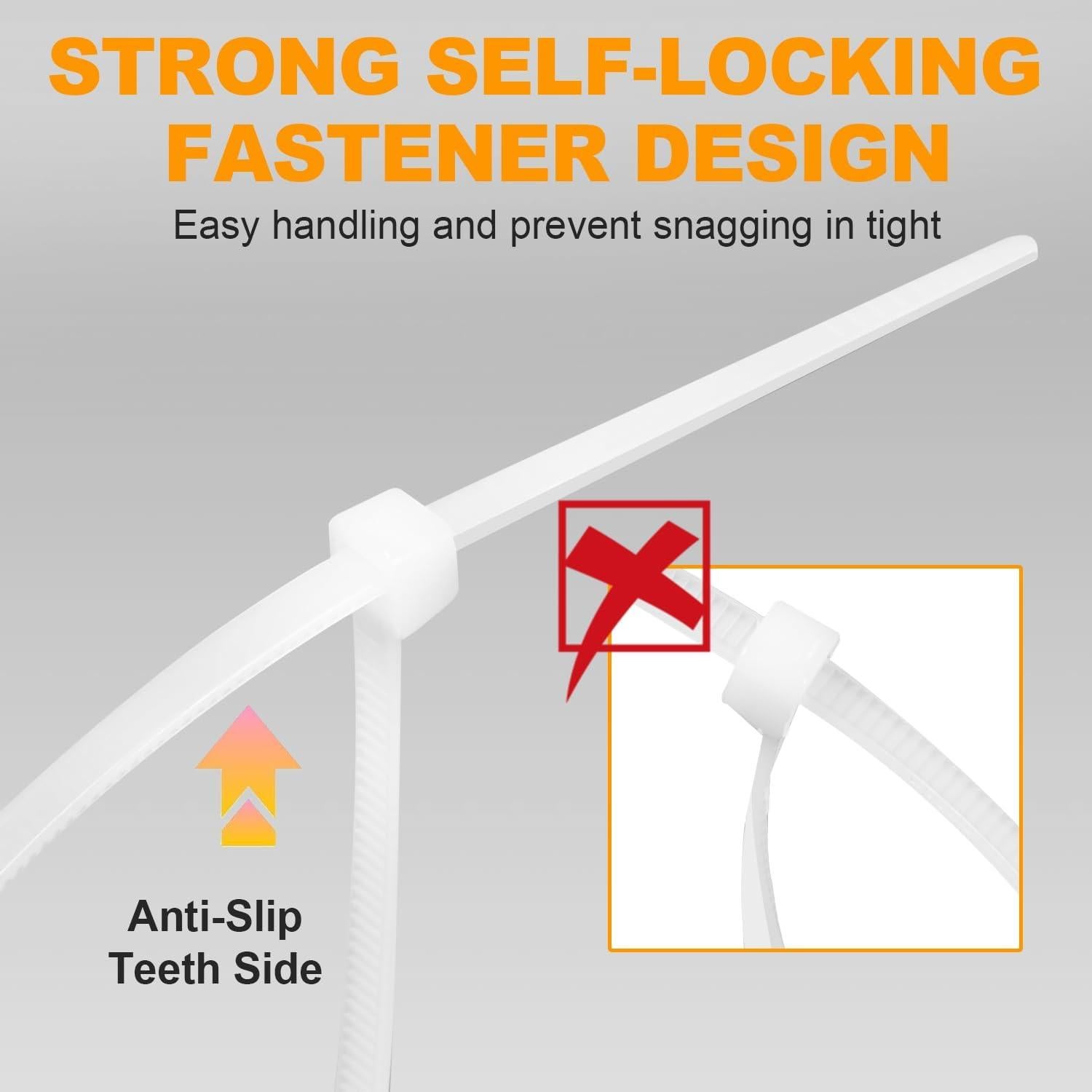 Bridas de Nylon RAZCC 30 cm 1200 pcs Alta Resistencia 22.7 kg