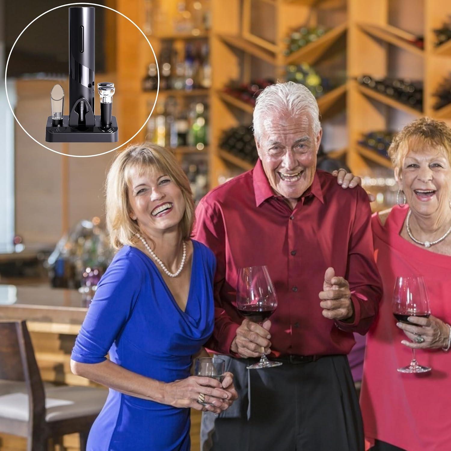 Sacacorchos Eléctrico COKUNST con Accesorios 4-en-1 para Vino