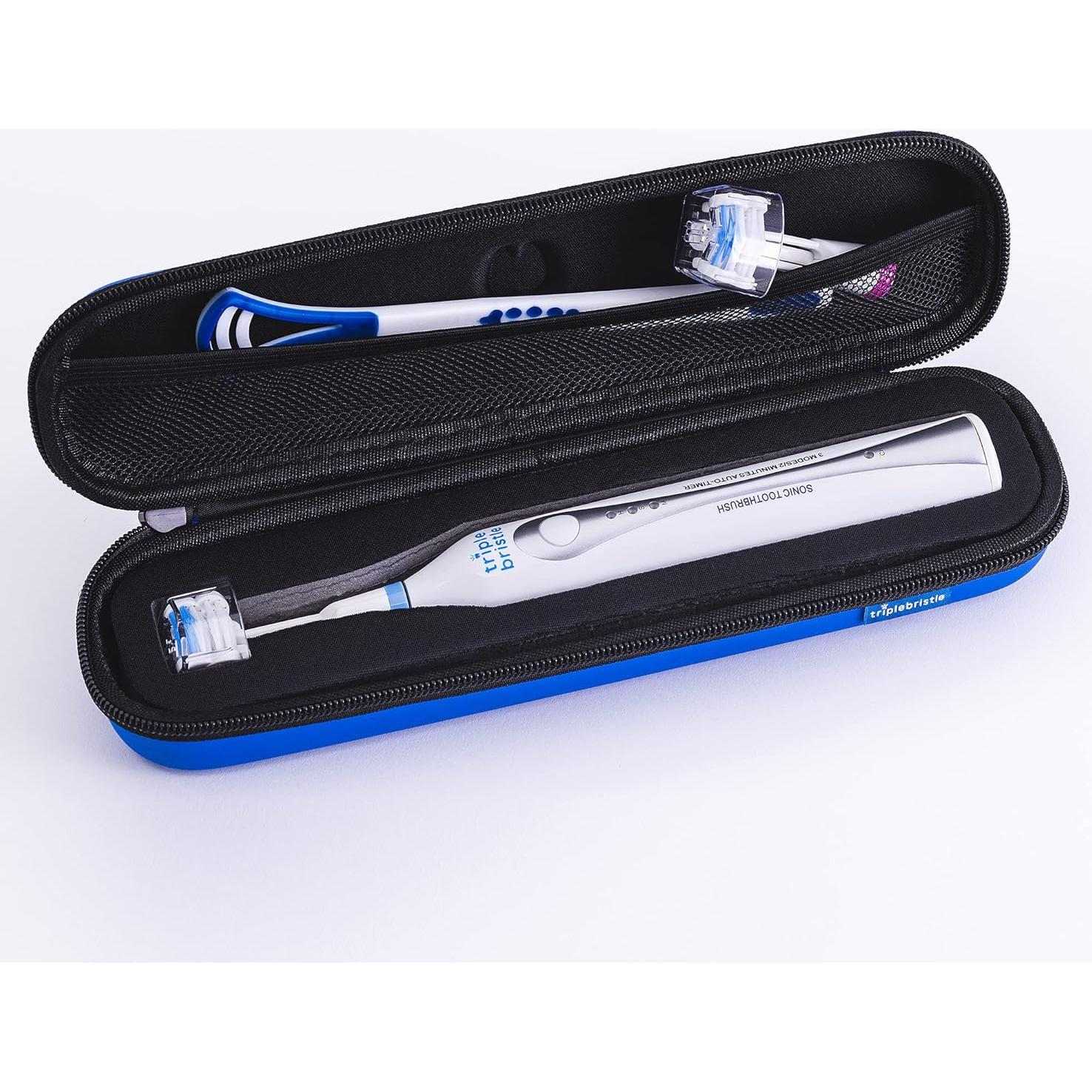 Funda de Viaje para Cepillo de Dientes Triple Bristle Azul - Compacta y Duradera