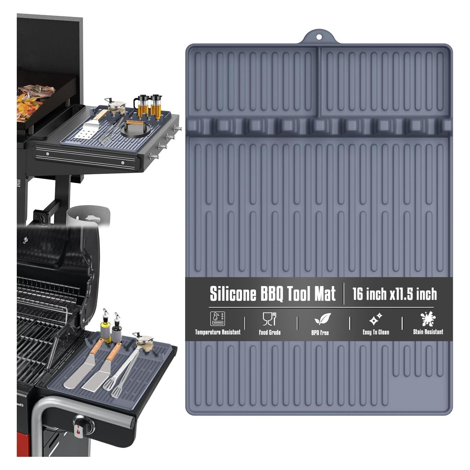 Alfombrilla de Silicona para Parrilla Comboproof 40.6x29.2cm Gris