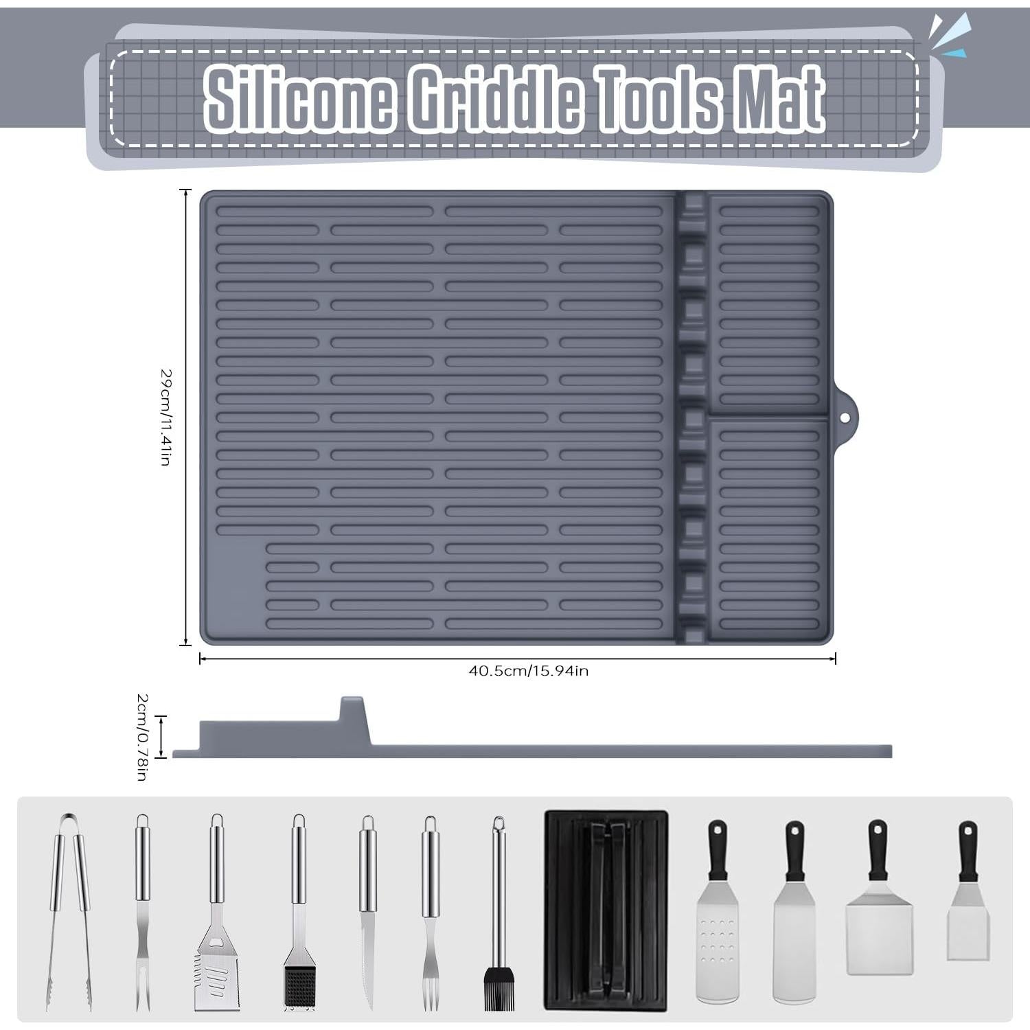 Alfombrilla de Silicona para Parrilla Comboproof 40.6x29.2cm Gris