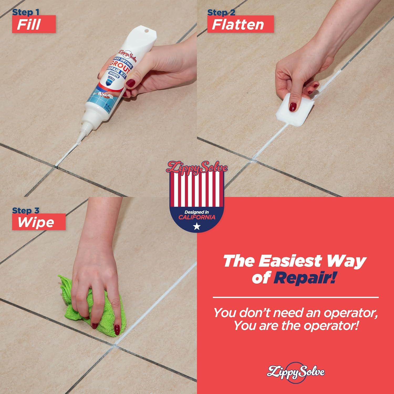 Kit de Reparación de Lechada ZippySolve 250g Blanco Secado Rápido