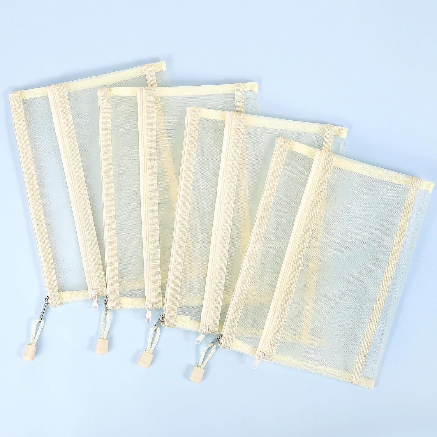 12 Bolsas de Malla de Nylon con Cremallera Beige A5