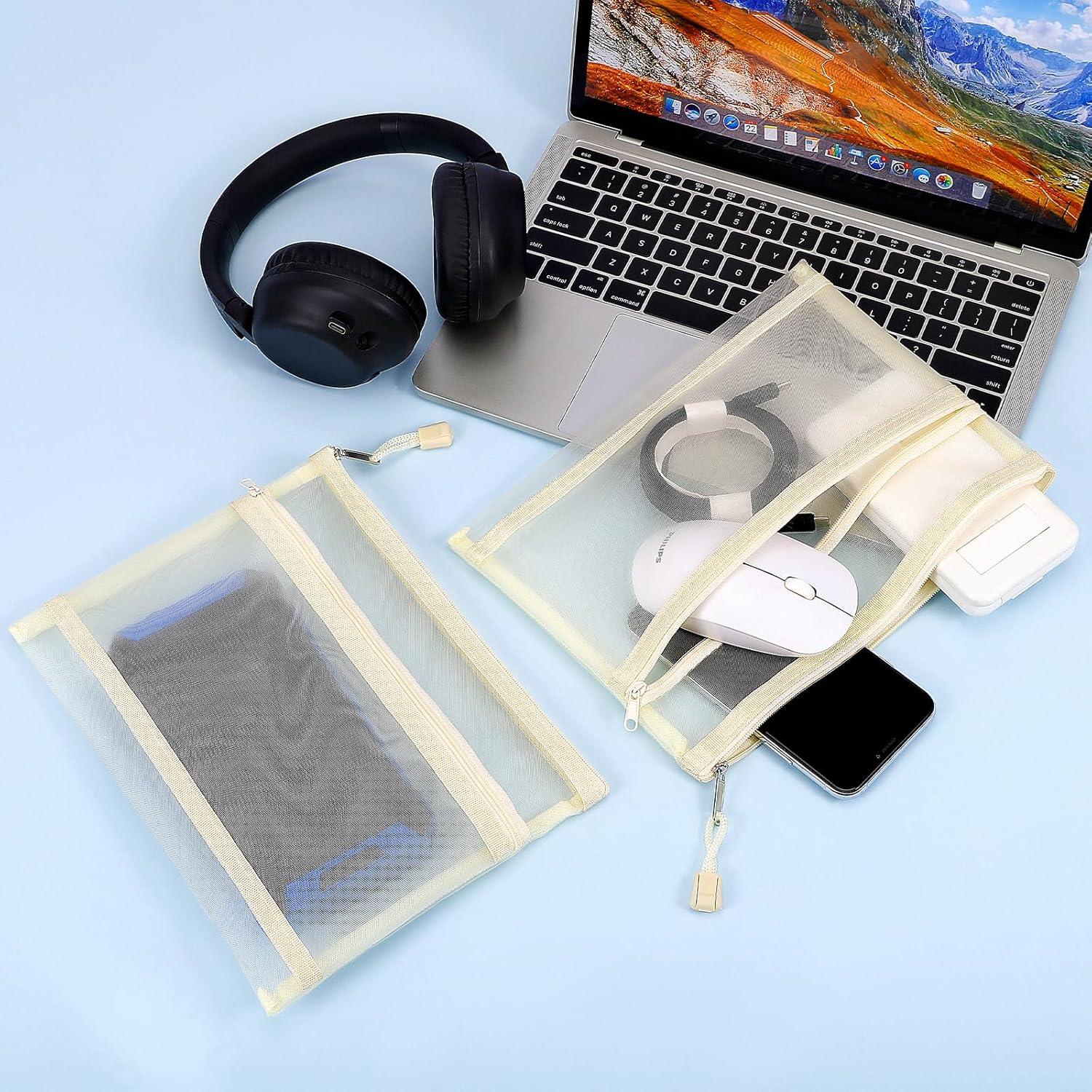 12 Bolsas de Malla de Nylon con Cremallera Beige A5