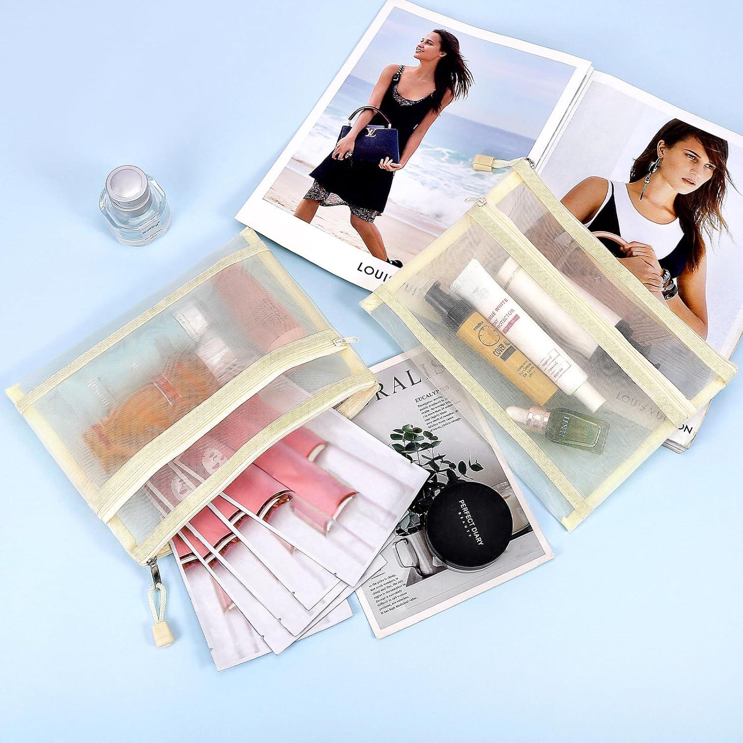 12 Bolsas de Malla de Nylon con Cremallera Beige A5