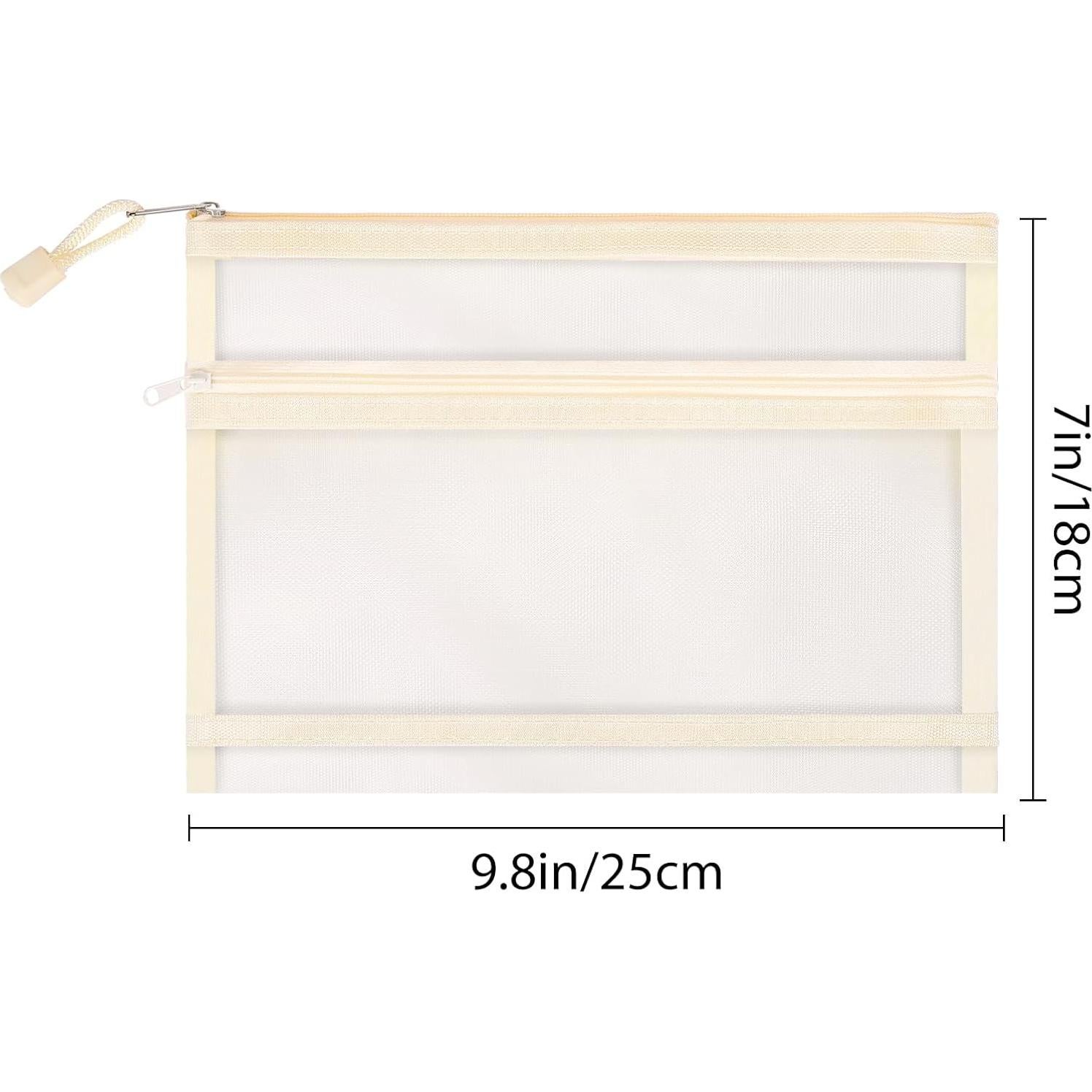 12 Bolsas de Malla de Nylon con Cremallera Beige A5