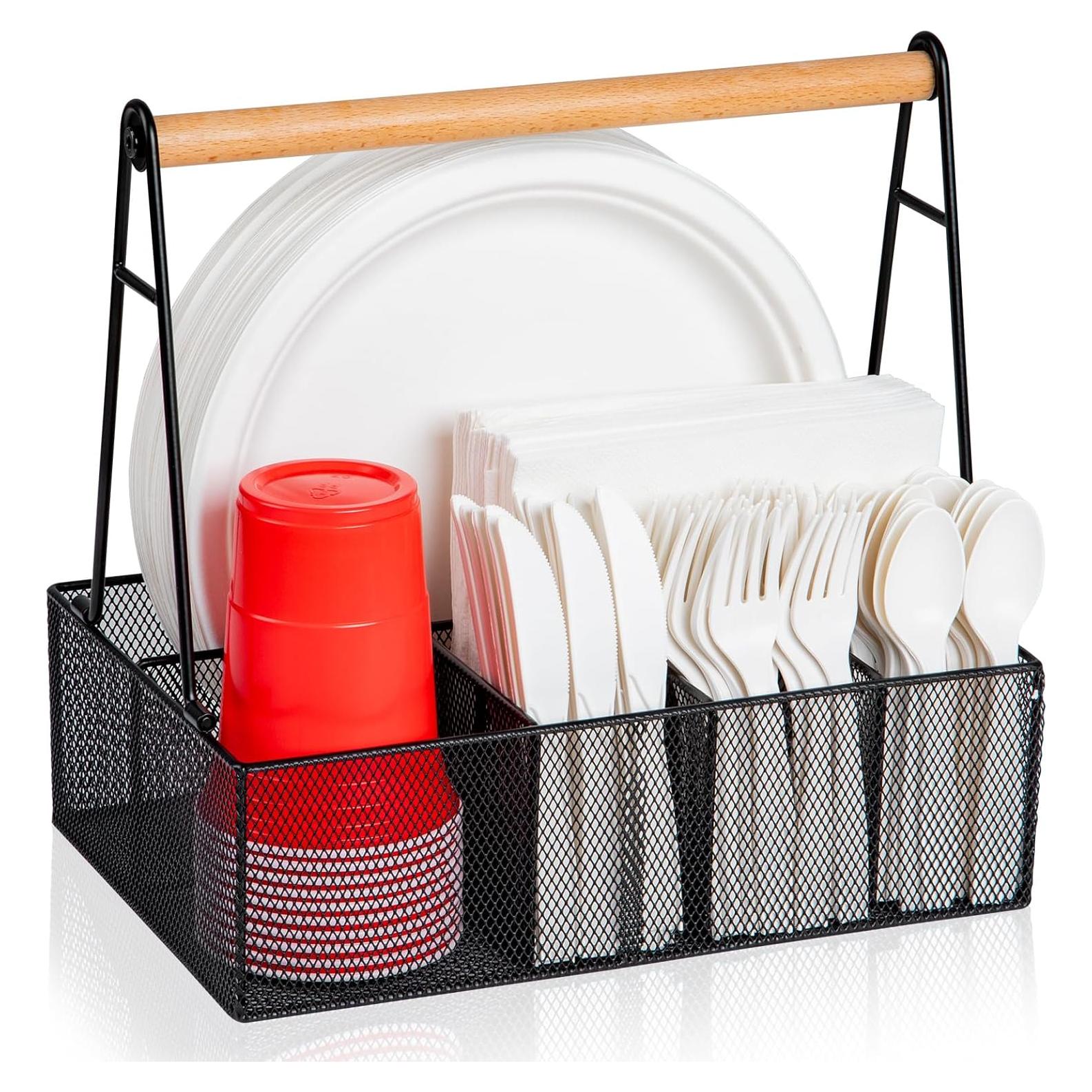 Organizador de Platos de Papel NACIMAX con Mango - 6 Compartimentos