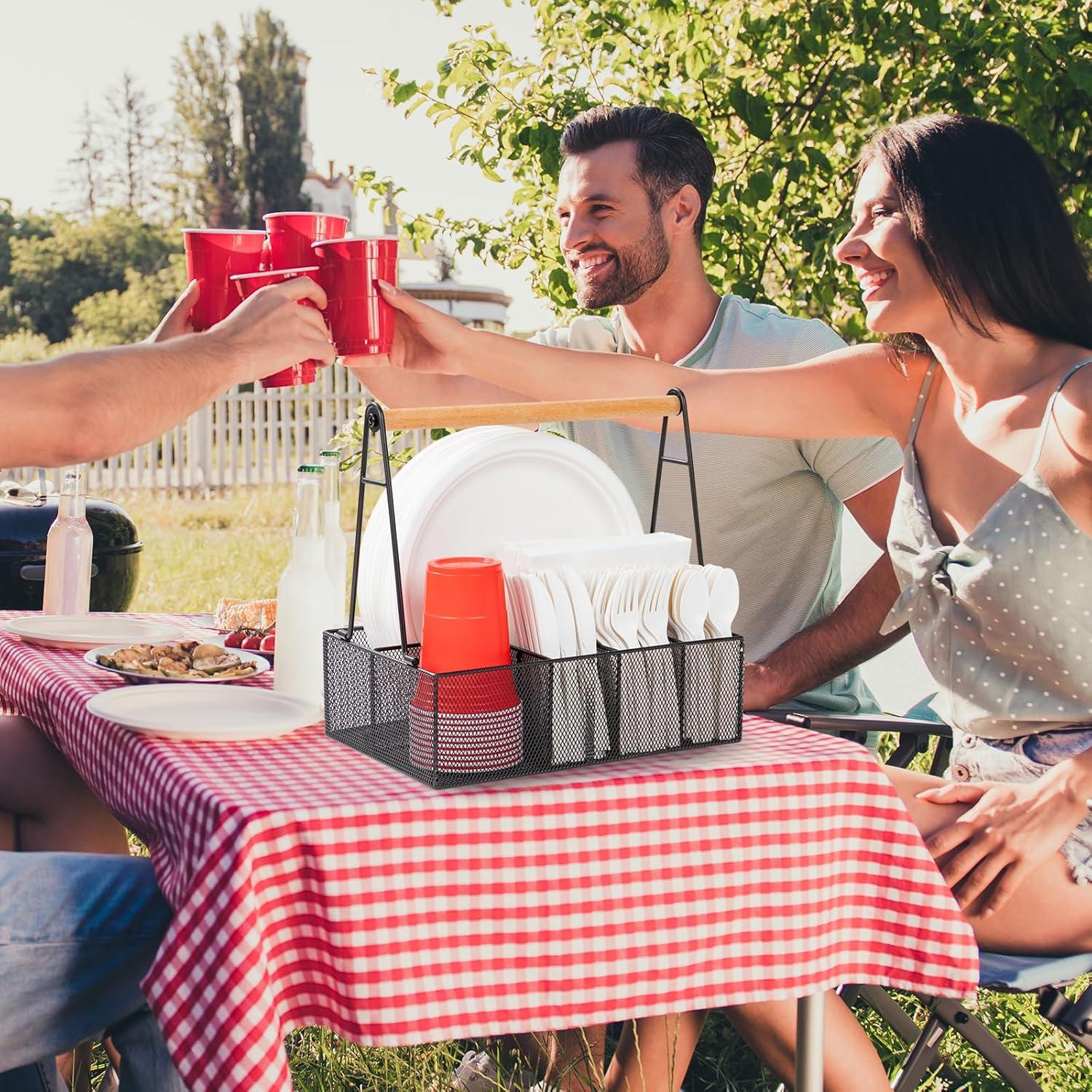 Organizador de Platos de Papel NACIMAX con Mango - 6 Compartimentos