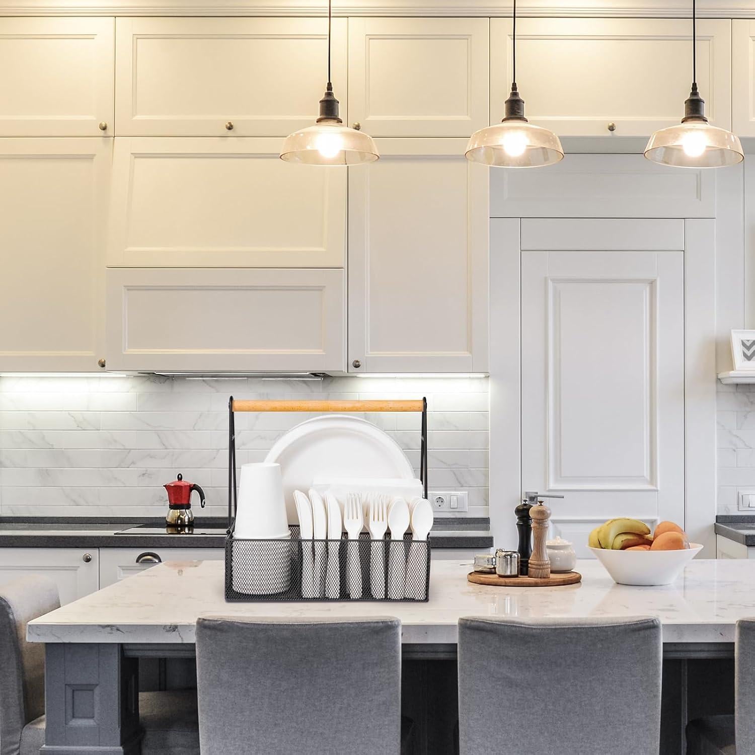 Organizador de Platos de Papel NACIMAX con Mango - 6 Compartimentos