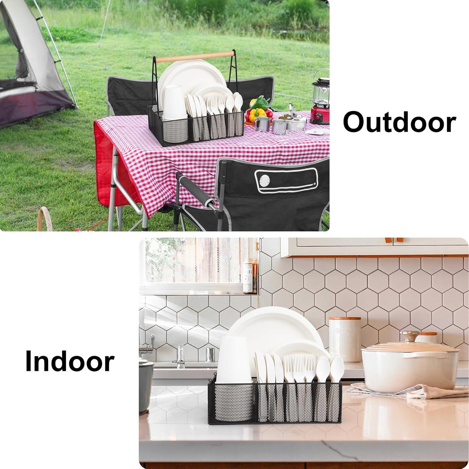 Organizador de Platos de Papel NACIMAX con Mango - 6 Compartimentos