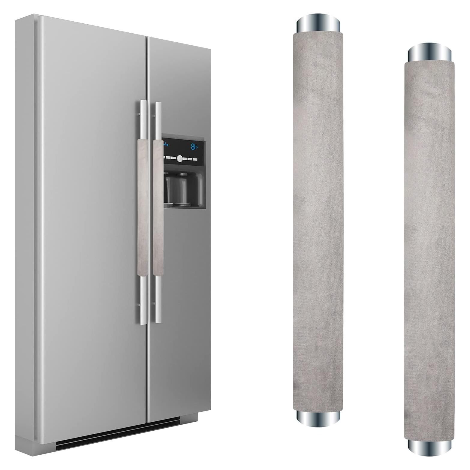 Cubiertas de Manijas de Refrigerador Kewjug Terciopelo Gris 2Pcs