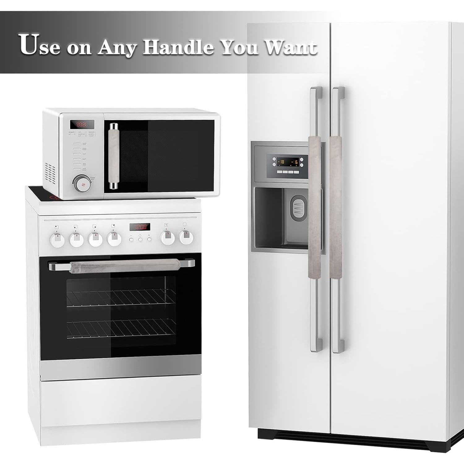 Cubiertas de Manijas de Refrigerador Kewjug Terciopelo Gris 2Pcs