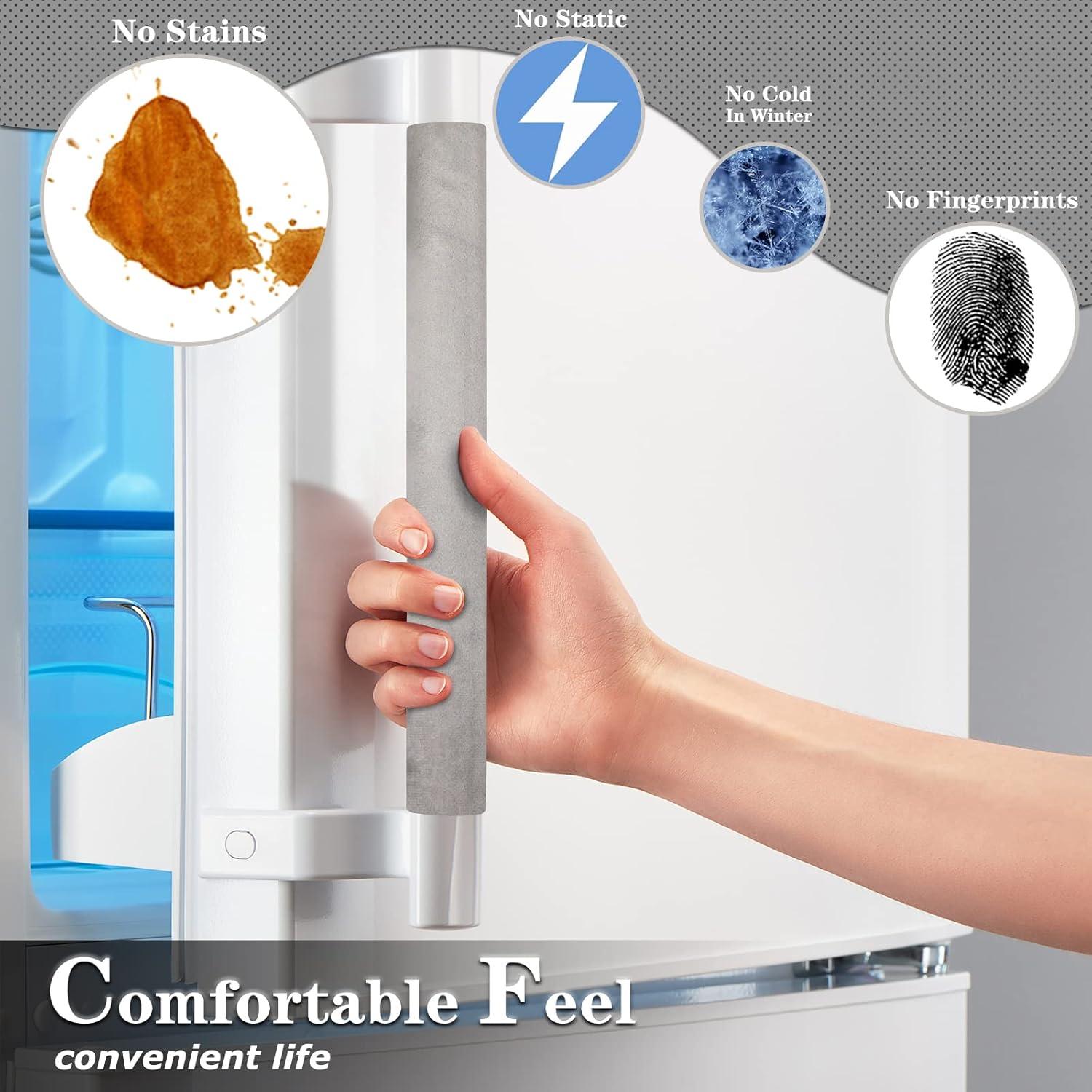 Cubiertas de Manijas de Refrigerador Kewjug Terciopelo Gris 2Pcs