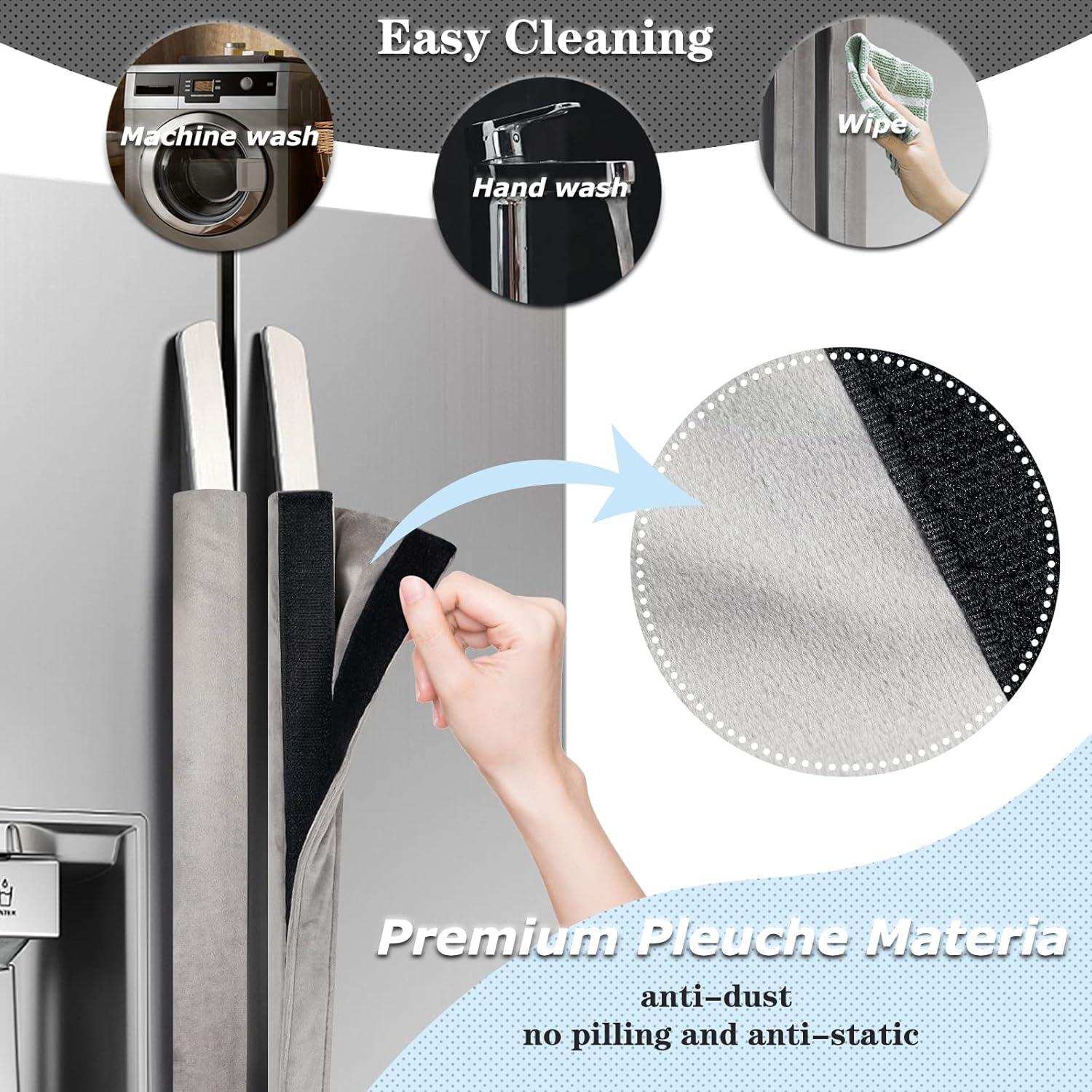 Cubiertas de Manijas de Refrigerador Kewjug Terciopelo Gris 2Pcs