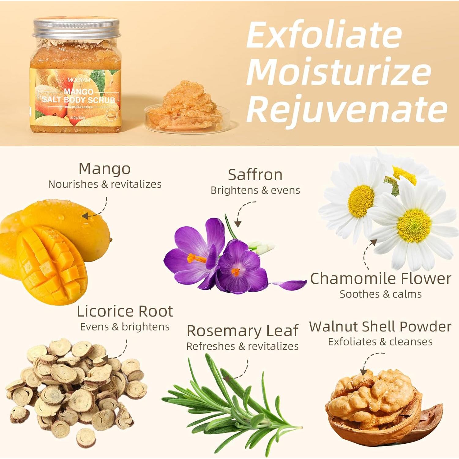 Exfoliante Corporal OUPEICHARM de Sal de Mango y Aguacate 510g