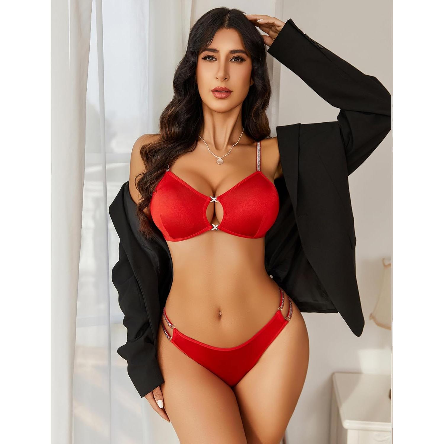Conjunto de Lencería Avidlove Rojo 2 Piezas Sexy