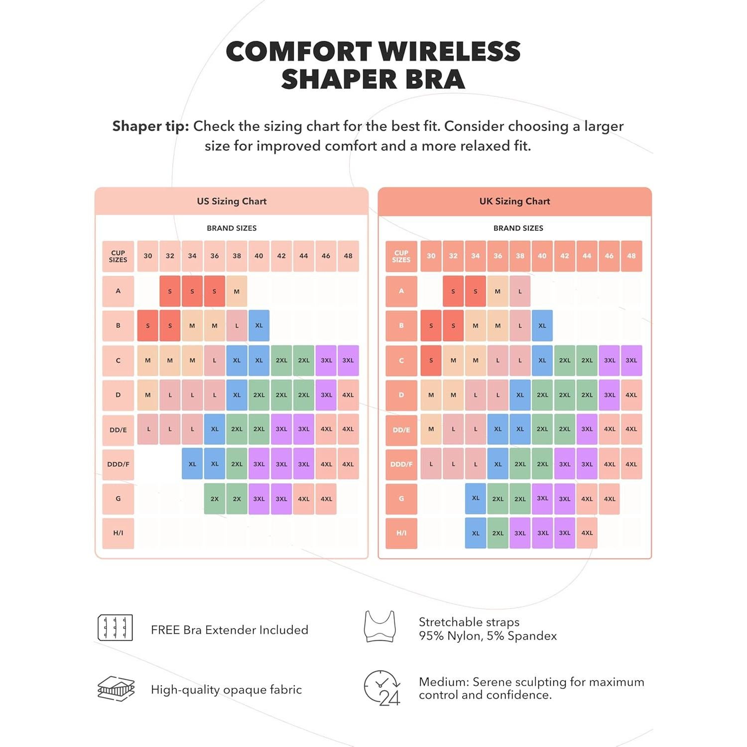 Sujetador Shapermint Sin Aros Talla Grande Mediano Blanco