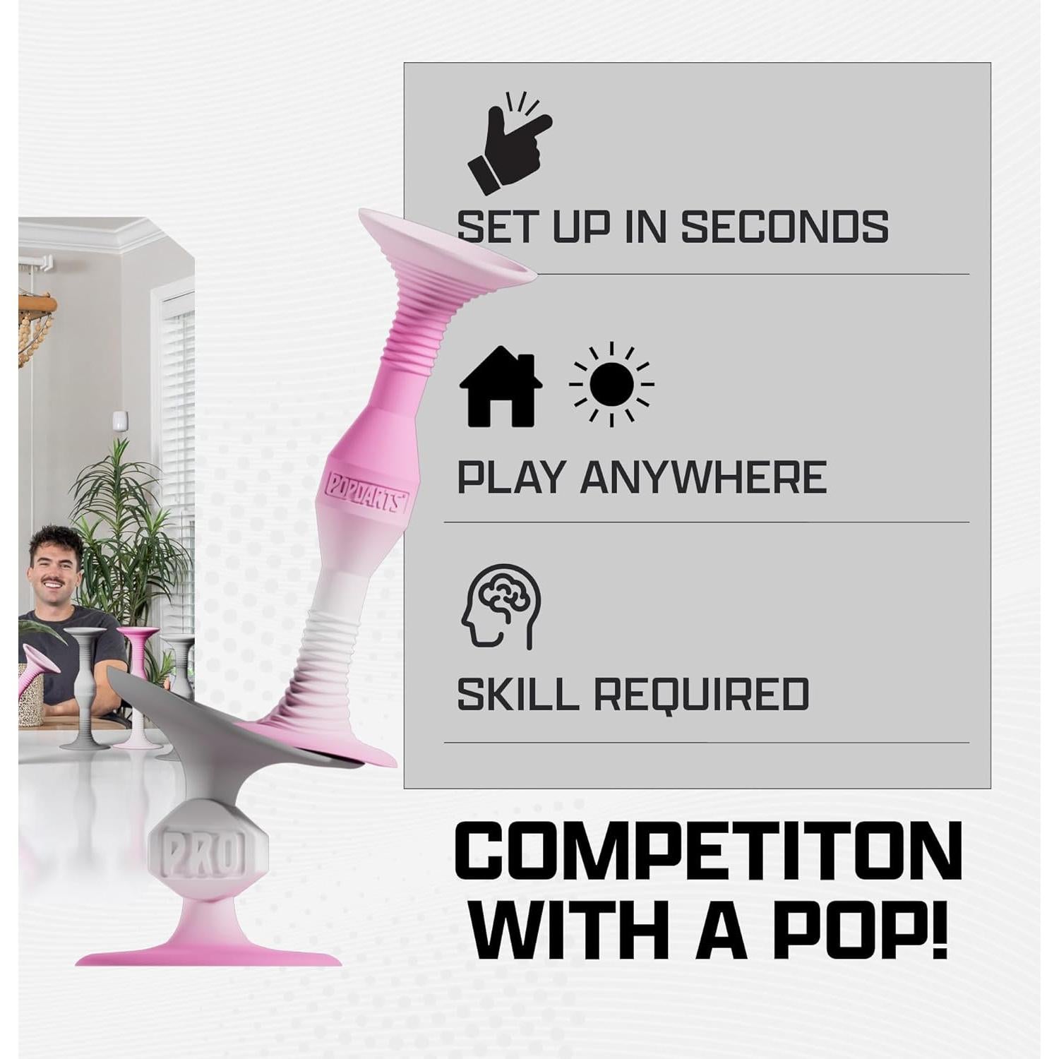 Juego Popdarts Pro Rosa y Gris - Lanzamiento Interior y Exterior