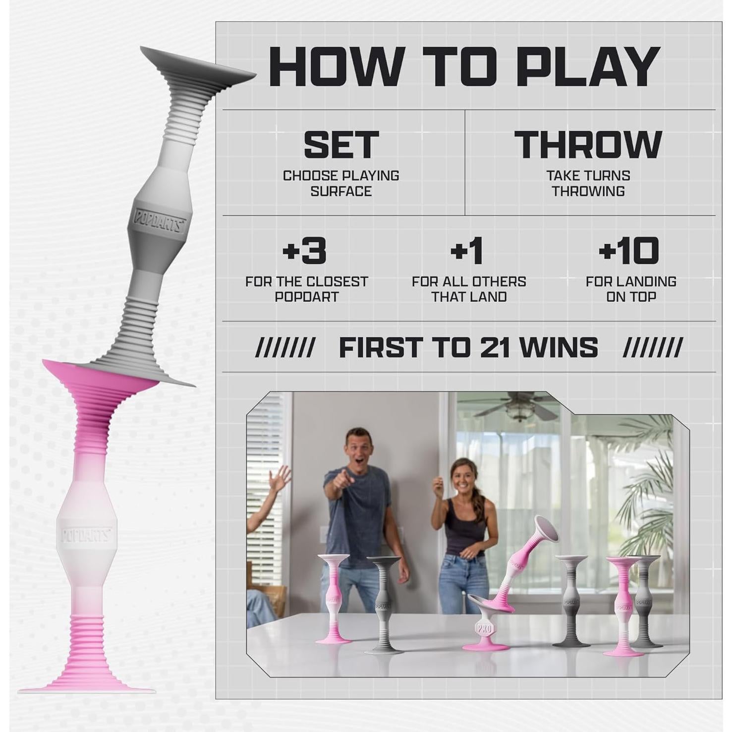 Juego Popdarts Pro Rosa y Gris - Lanzamiento Interior y Exterior
