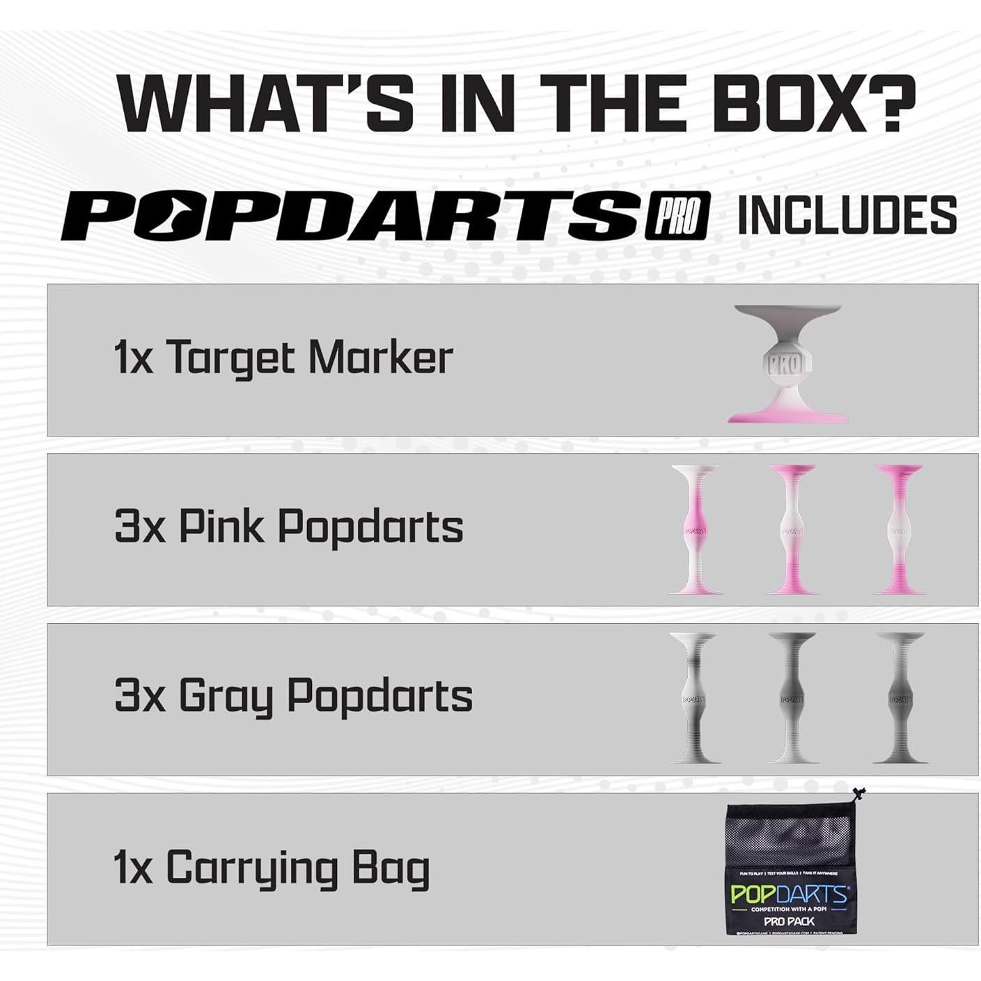 Juego Popdarts Pro Rosa y Gris - Lanzamiento Interior y Exterior