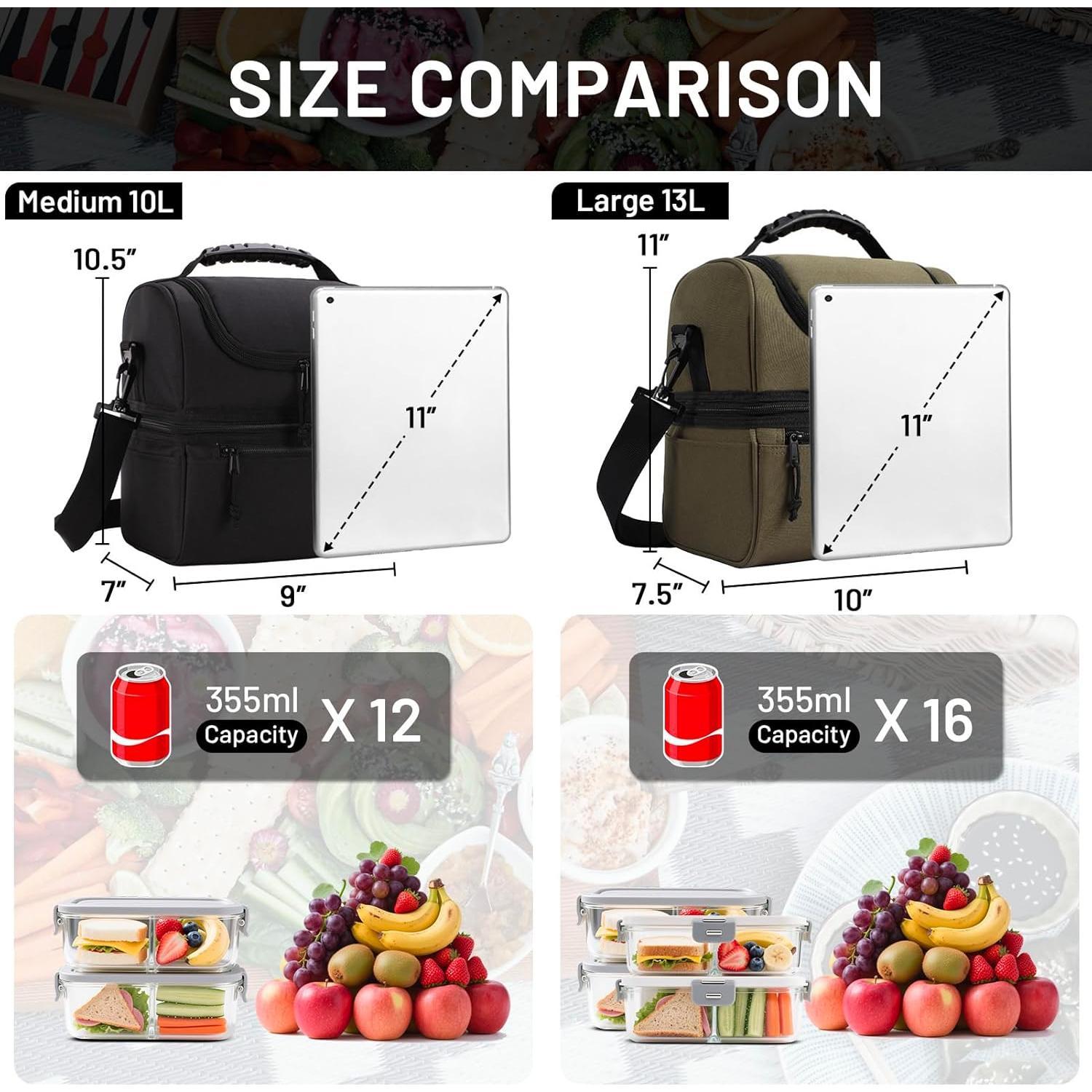 Bolsa de Almuerzo Aislada MIER Grande 13L Verde Oscuro