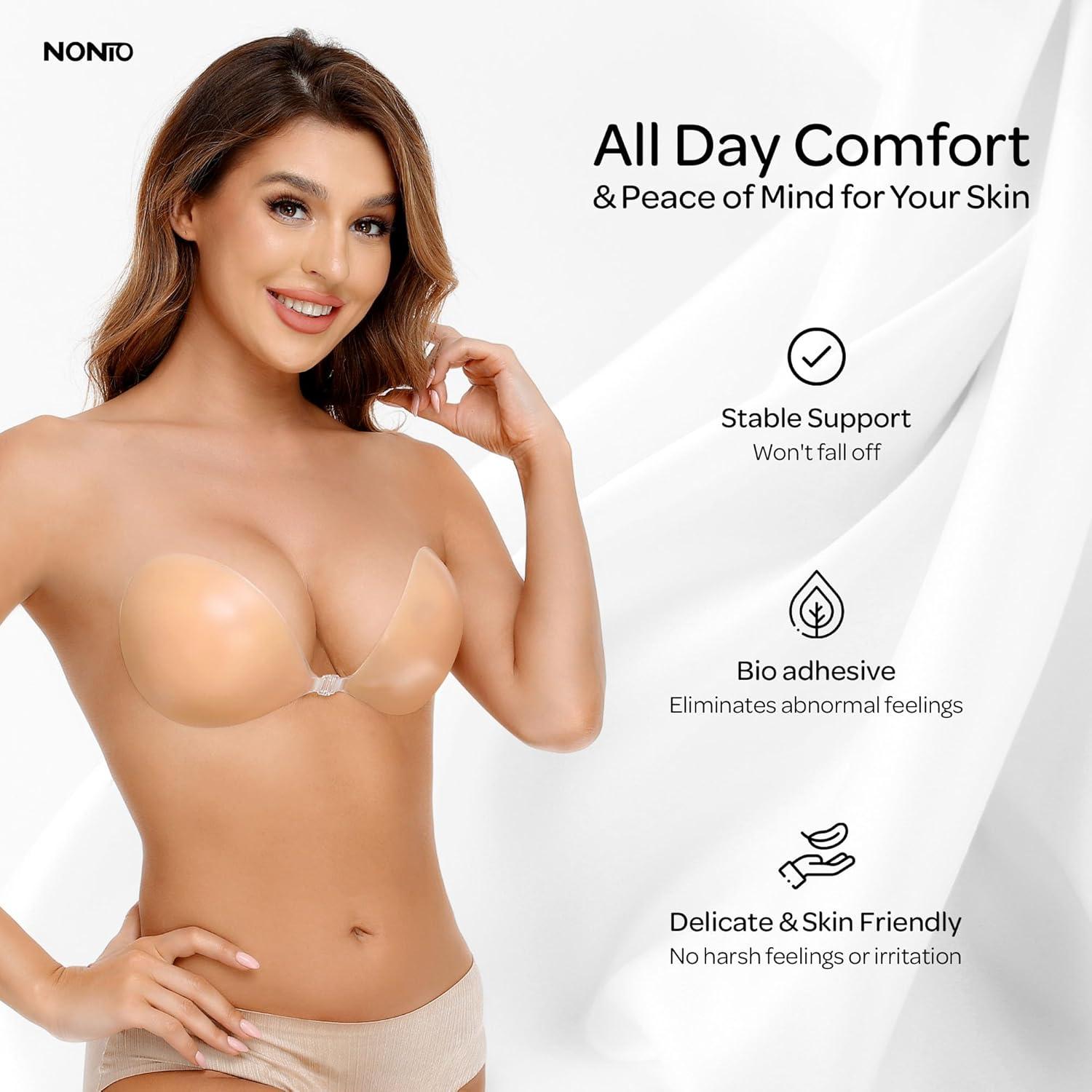Sujetador Adhesivo Sin Tirantes Push Up Reutilizable Nude