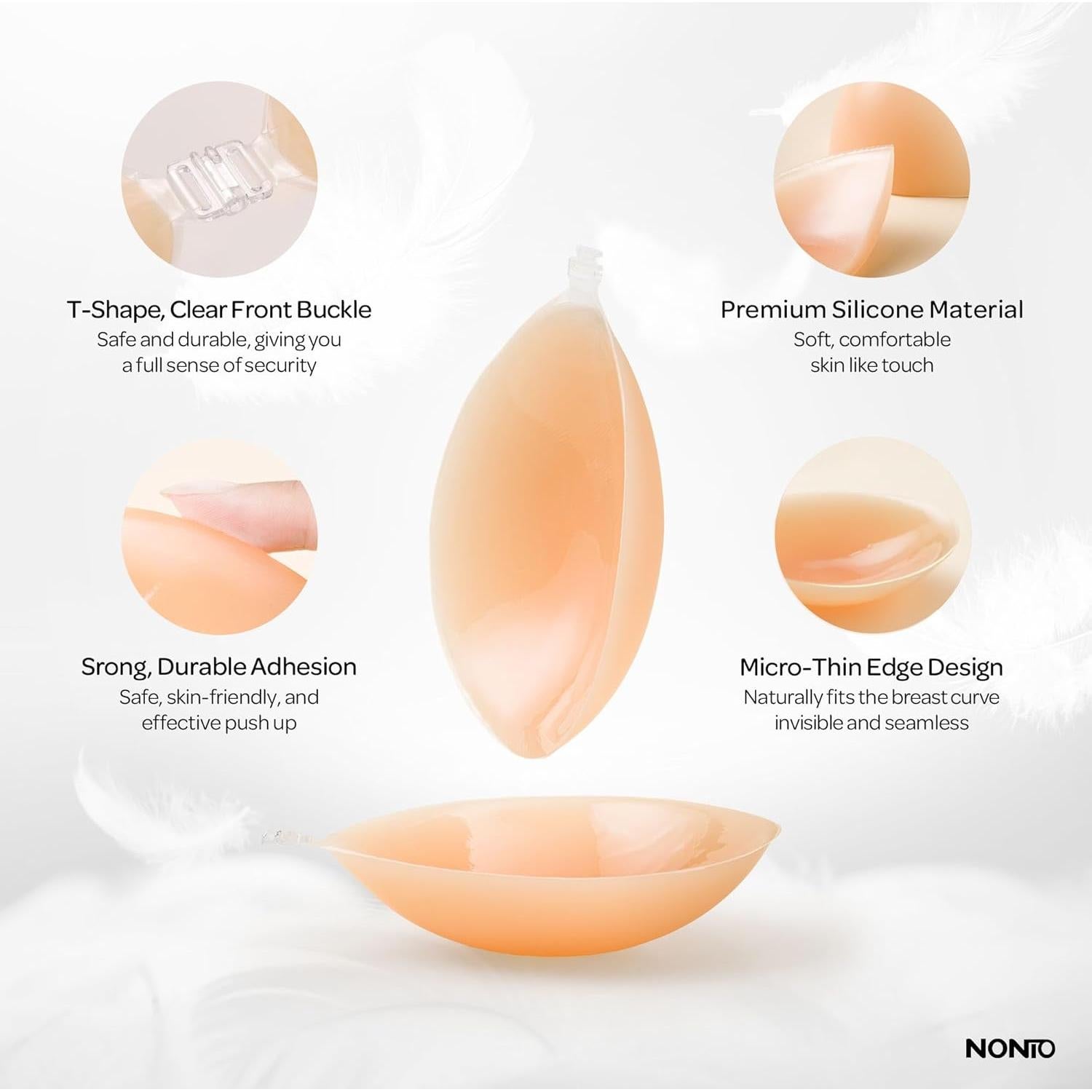 Sujetador Adhesivo Sin Tirantes Push Up Reutilizable Nude