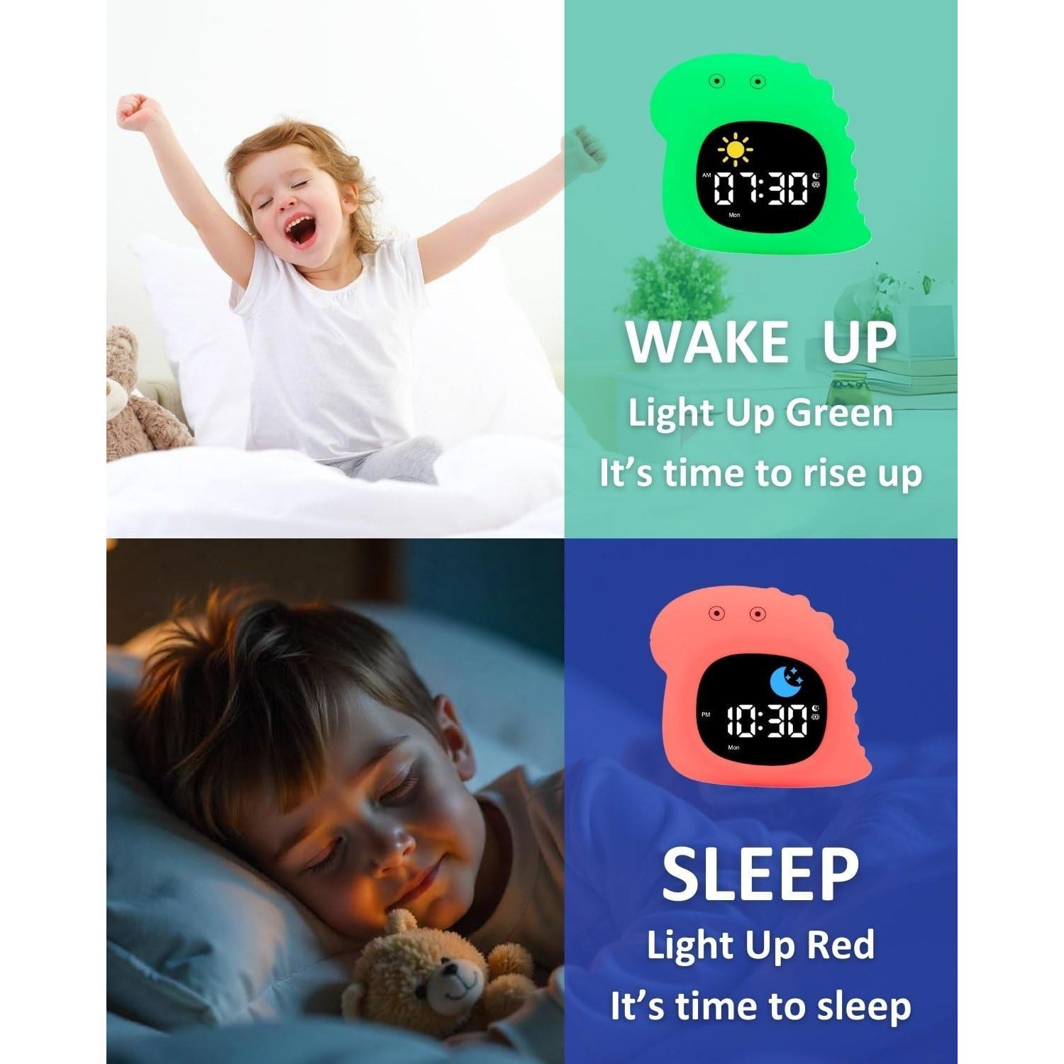 Reloj Despertador Infantil GALYNA Dinosaurio con Luz y Sonido