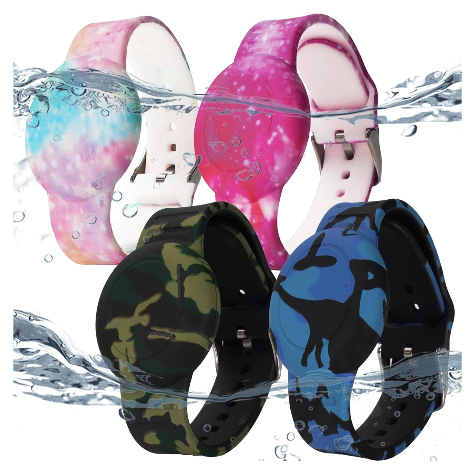 Paquete de 4 Pulseras Impermeables KAHADI para AirTag Niños